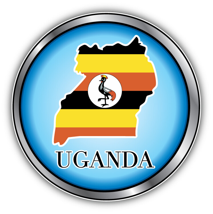 Uganda Map Flag Silver Medal Car Bumper Sticker Decal