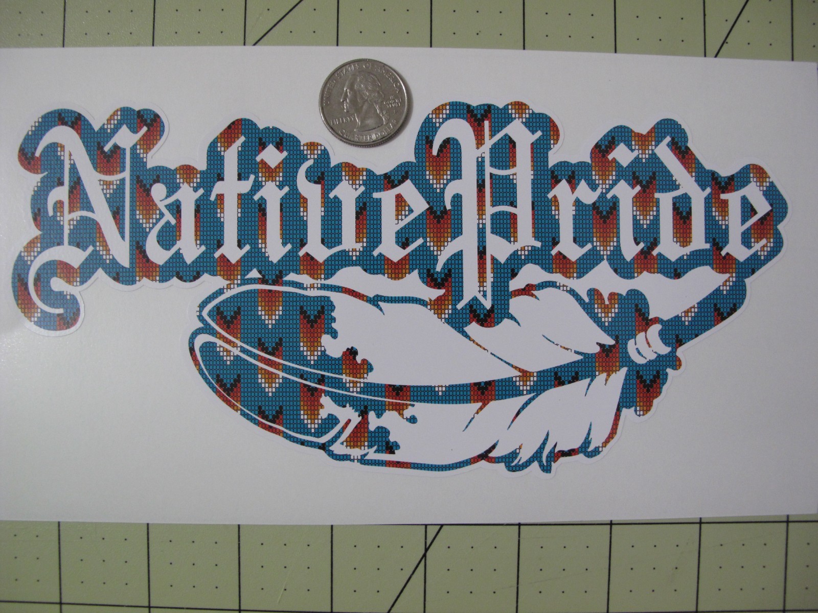 Native Pride Pattern Vinyl Sticker Approx. 8.5 inch wide