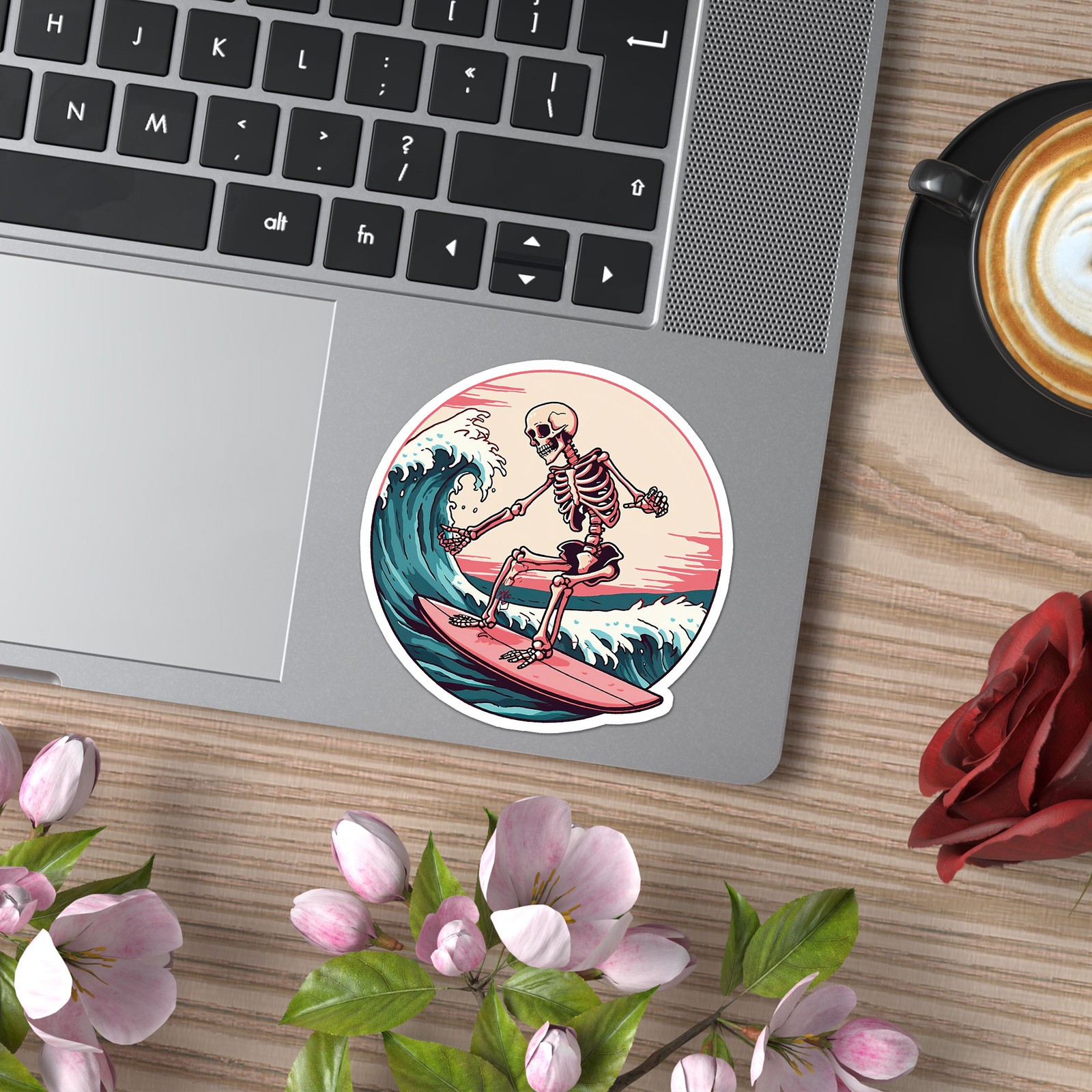 Surfing Skeleton Surf – Vinyl Decal Sticker – Car Window Laptop – ebn9112