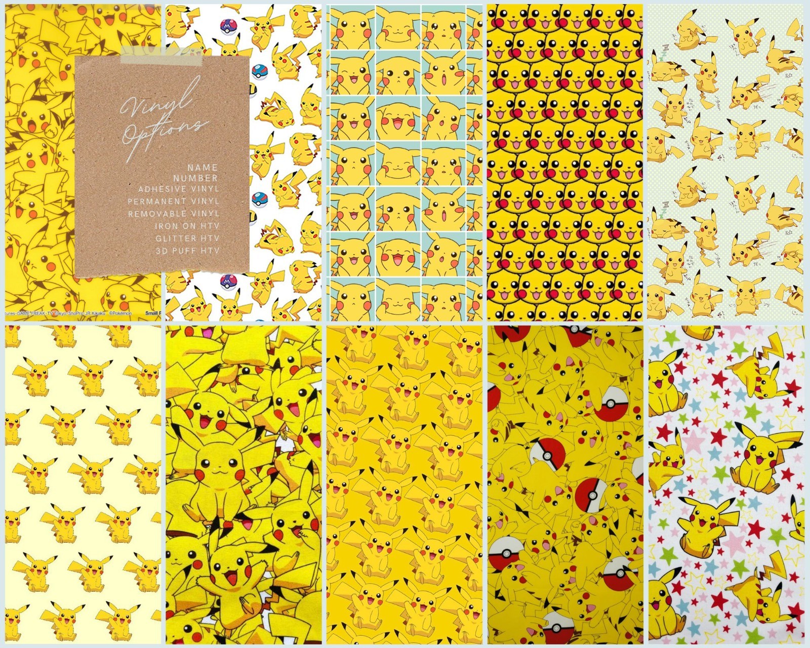 Pokémon Pikachu Vinyl Patterns & Iron on HTV for all Cricut cutting machines