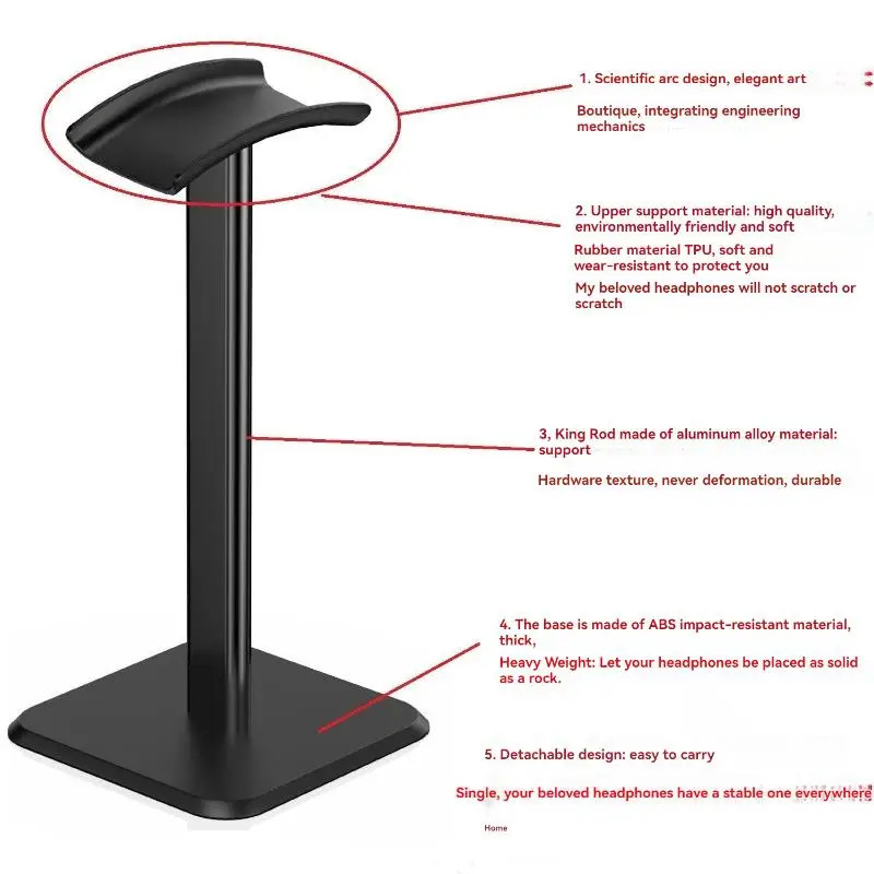 Universal Headphone Stand Plastic Headset Holder Black/White Supporting Flexible