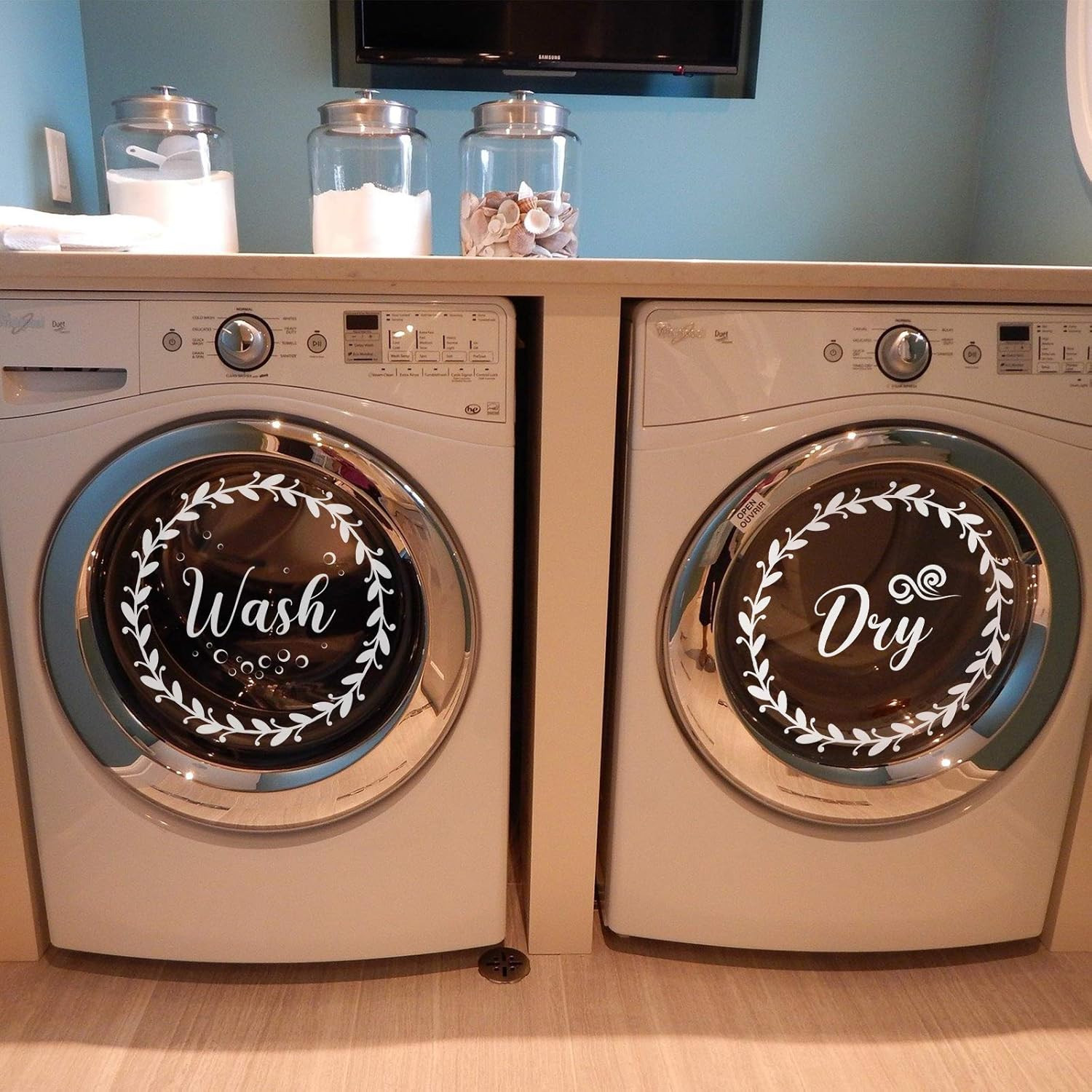 4 Pieces Wash and Dry Decal Sticker Quote Wash Dry Vinyl Laundry Stickers Machin