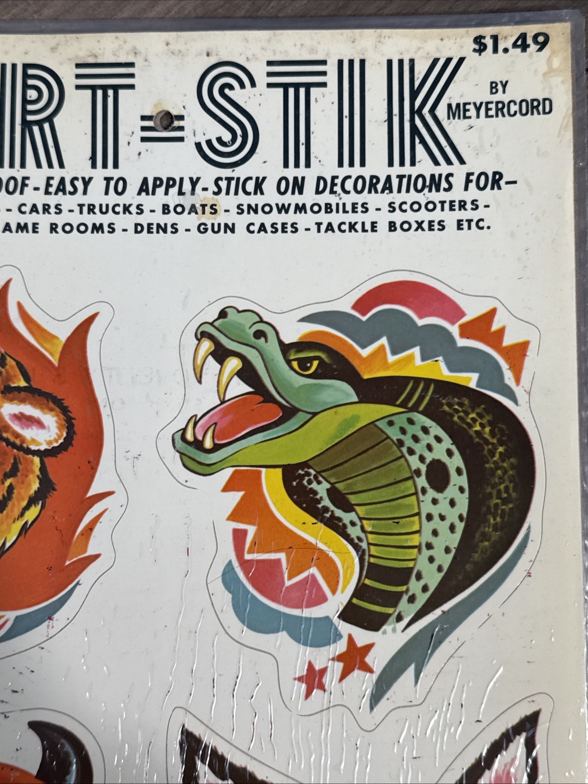 Vintage 1960s 1970s NOS Decal Metercord Sport-Stik Novelty 5 Stickers on Sheet