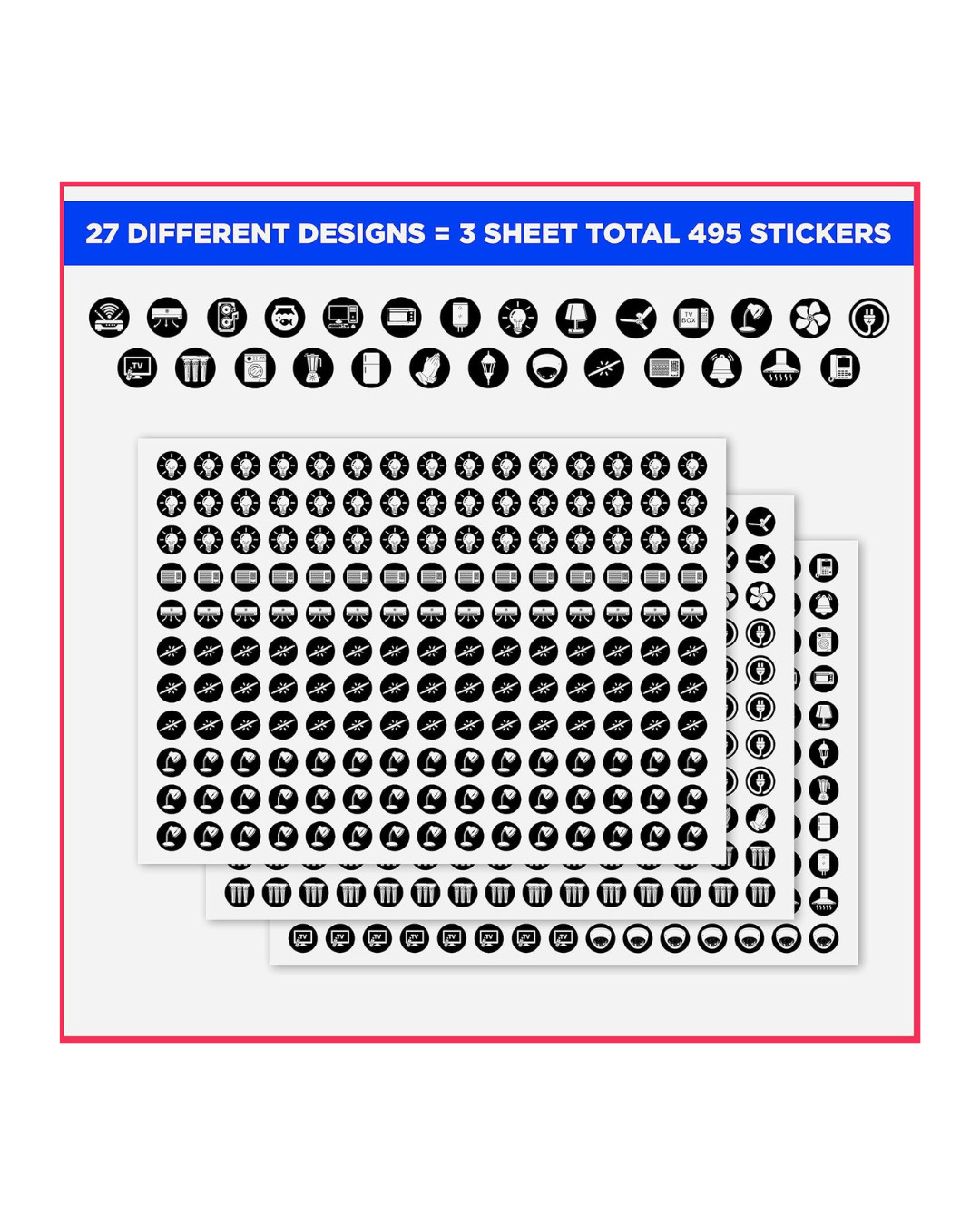 Switch Board Stickers Black and White | Switch Id Sticker Vinyl Labels 3-A4 Shee