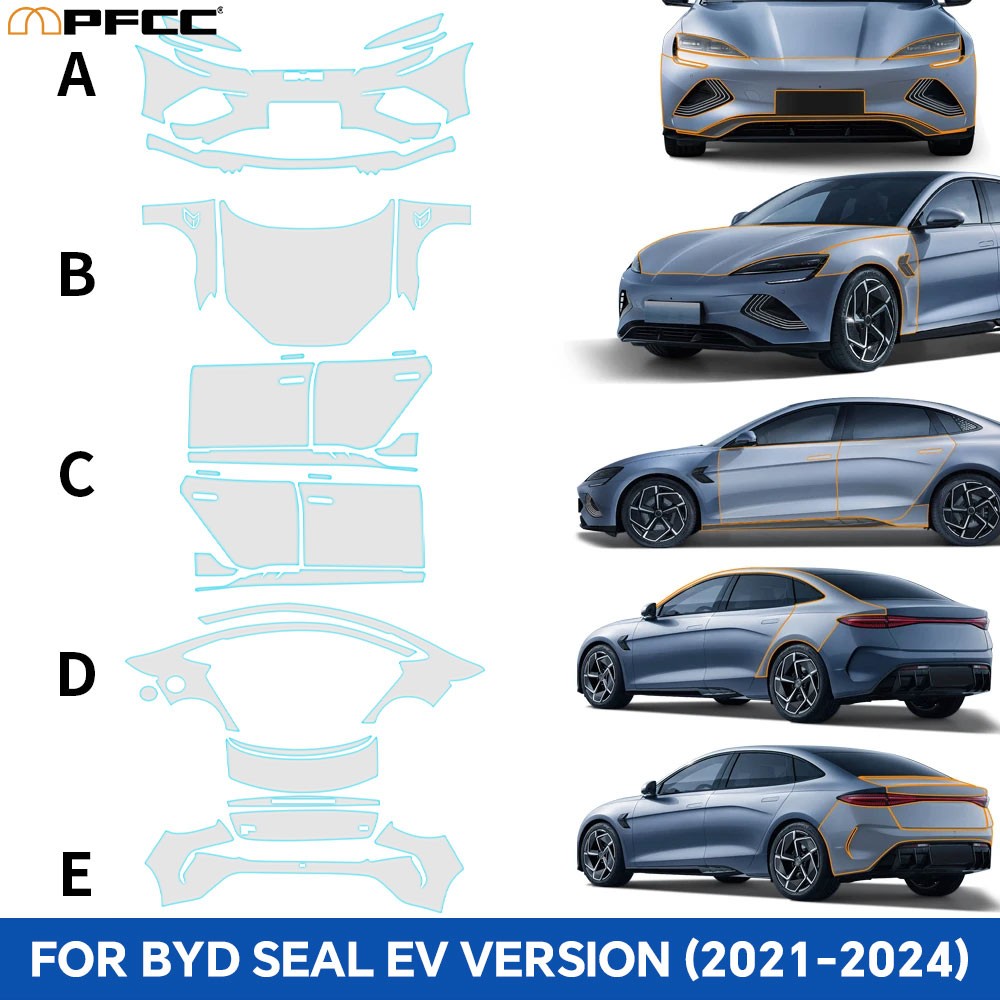 Full Car Precut Paint Protection Film Clear For 2021-2024 BYD Seal EV Version