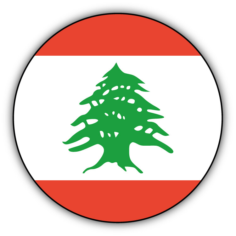 Lebanon Round Flag Car Bumper Sticker Decal