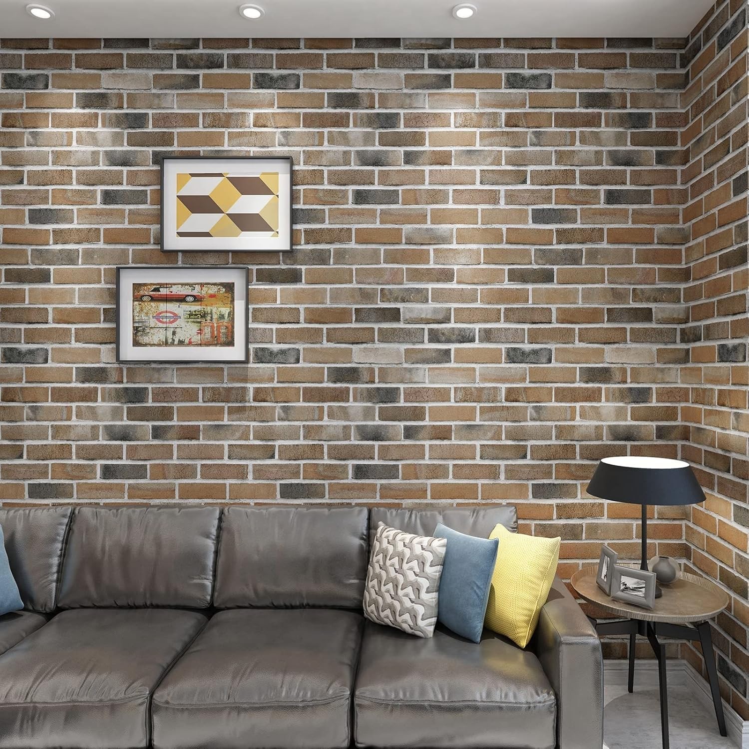 Self-Adhesive 3D Wall Panels – 20-Pack Gray Brown Faux Brick for Modern Decor
