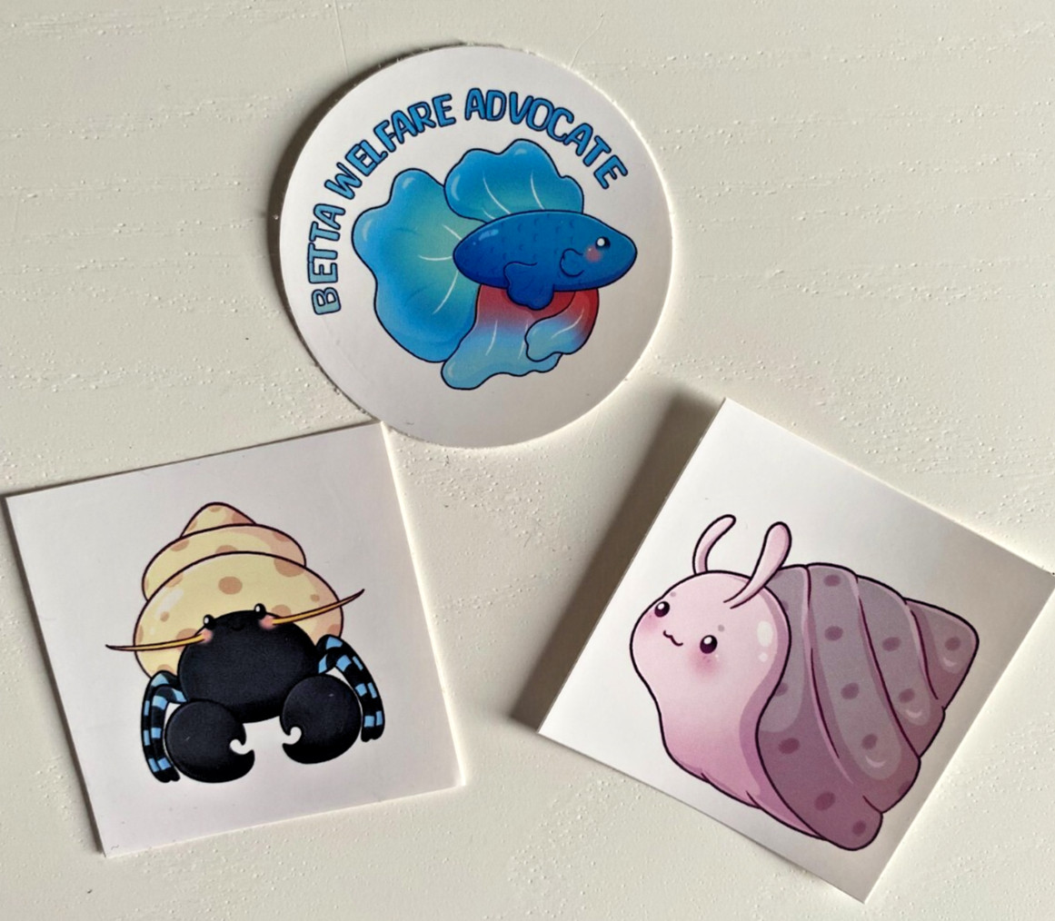 Cute Aquarium Lover Sticker Pack- Luxury Vinyl, High Gloss, UV & Water Resistant
