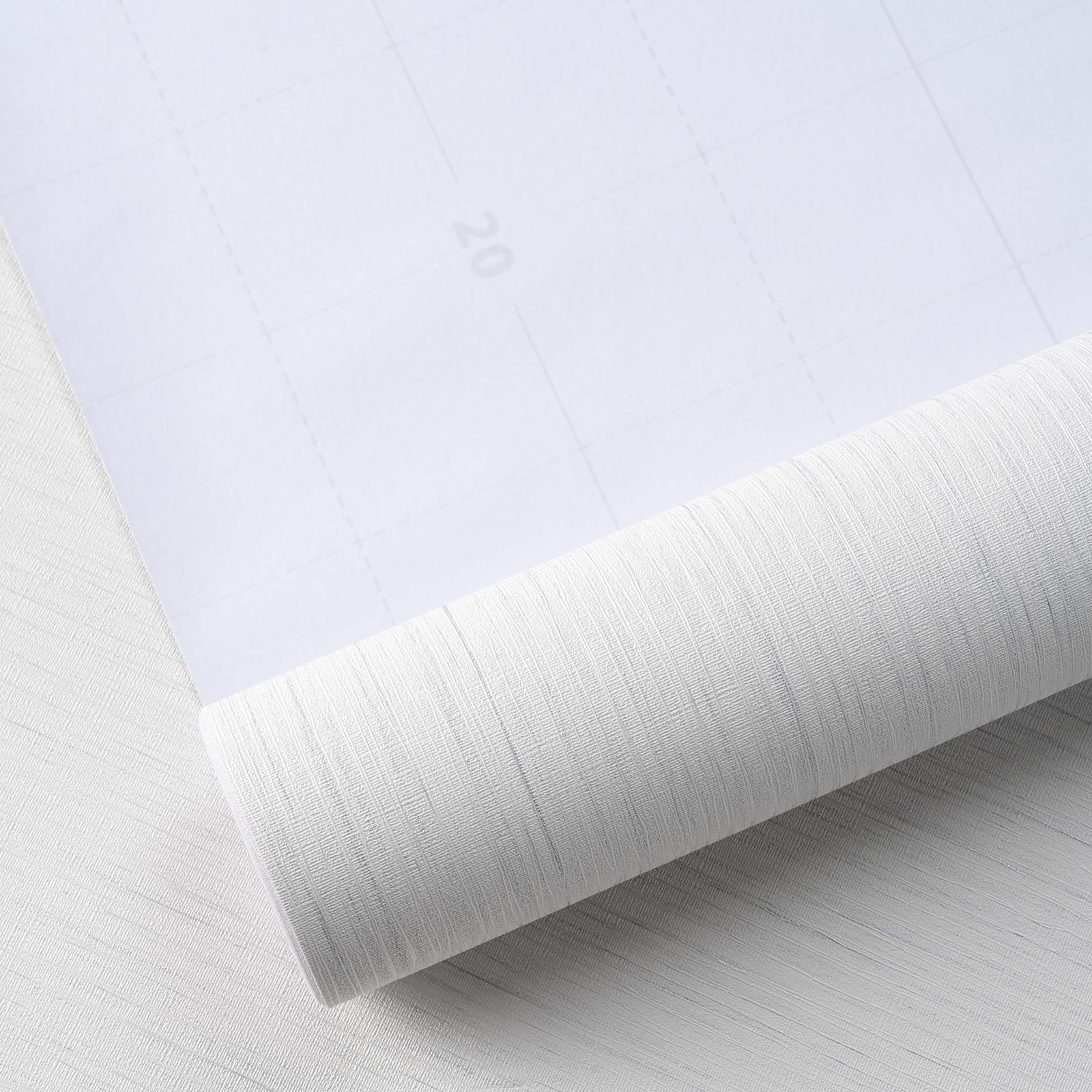 Grasscloth Textured Wallpaper White Gray Linen Thick 24" X 394" Fabric Contac…