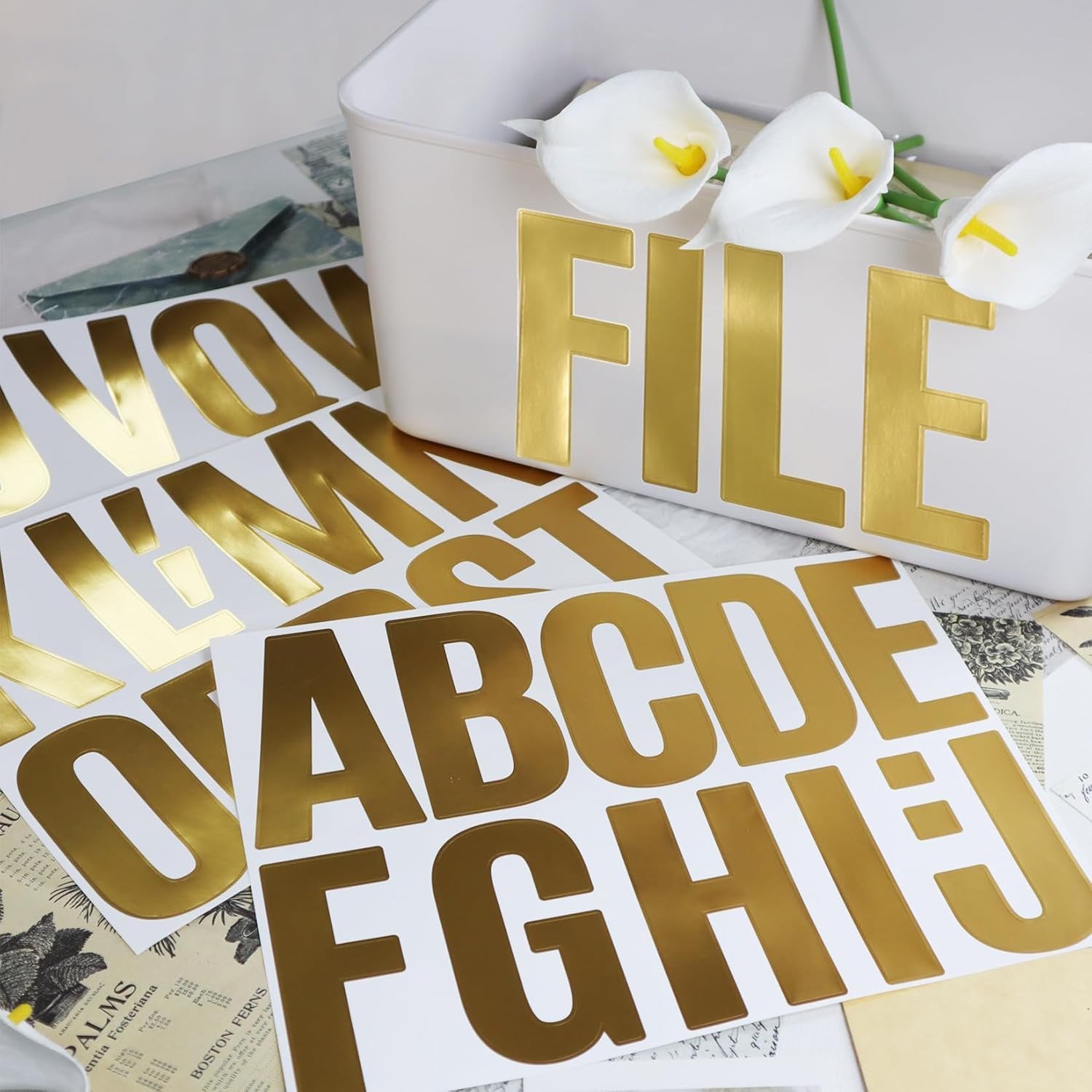 4 Inch Gold Alphabet Stickers, 27 Sheets Self-Adhesive Vinyl Letter Decals fo…