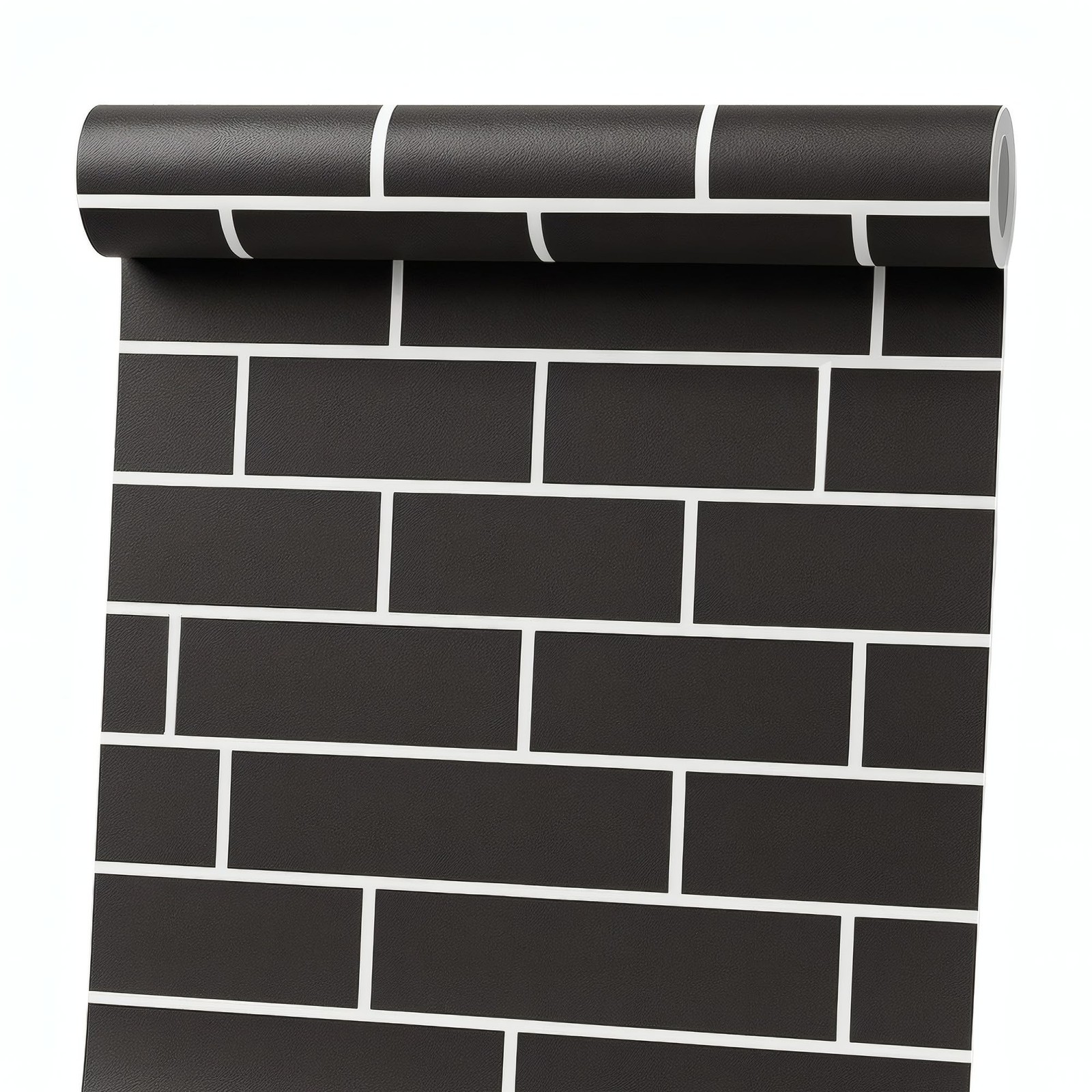 Black Brick Peel and Stick Wallpaper 17.7 x 196.8 Inch Faux Subway Tile Patte…