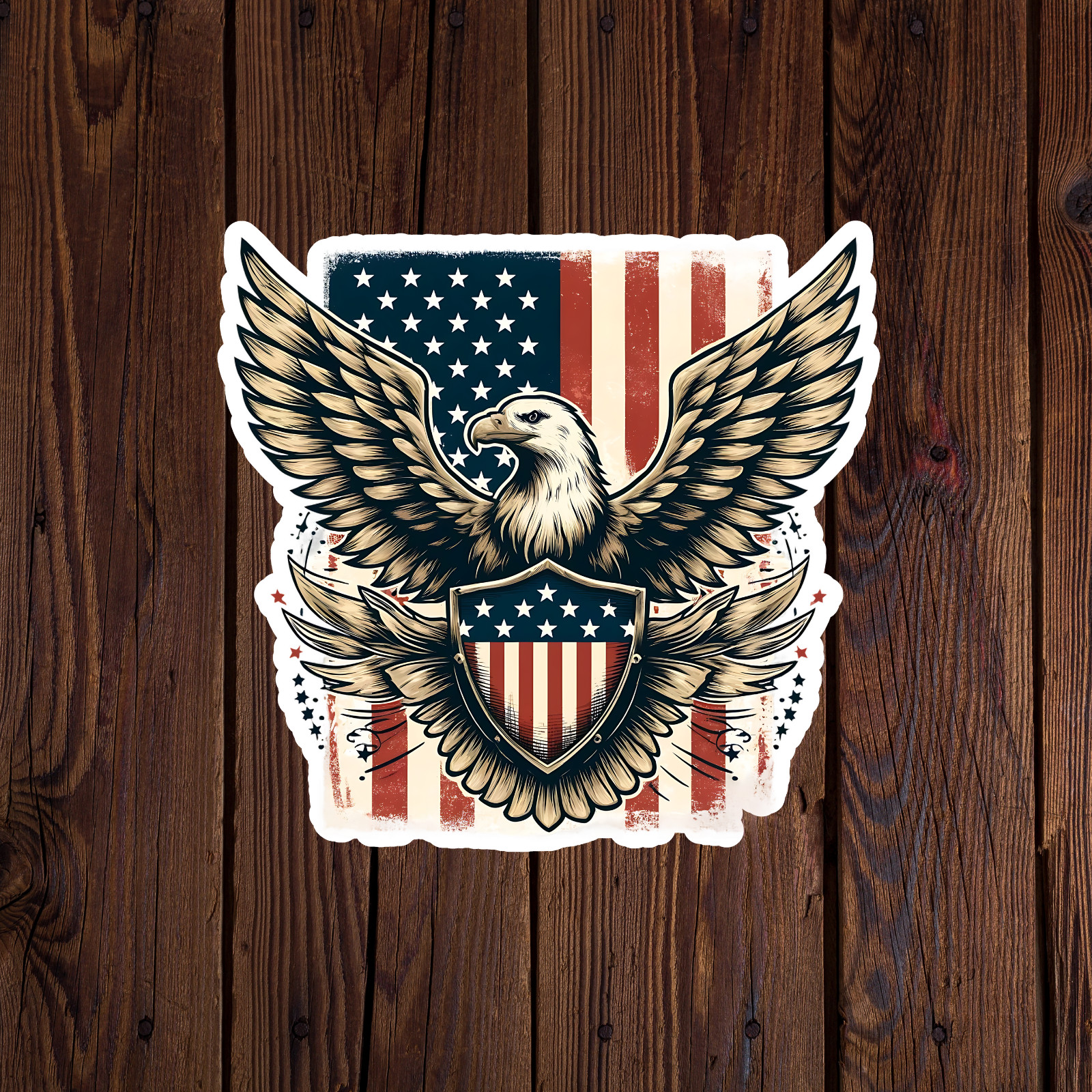 Bald Eagle sticker vinyl decal American flag freedom military army laptop mug