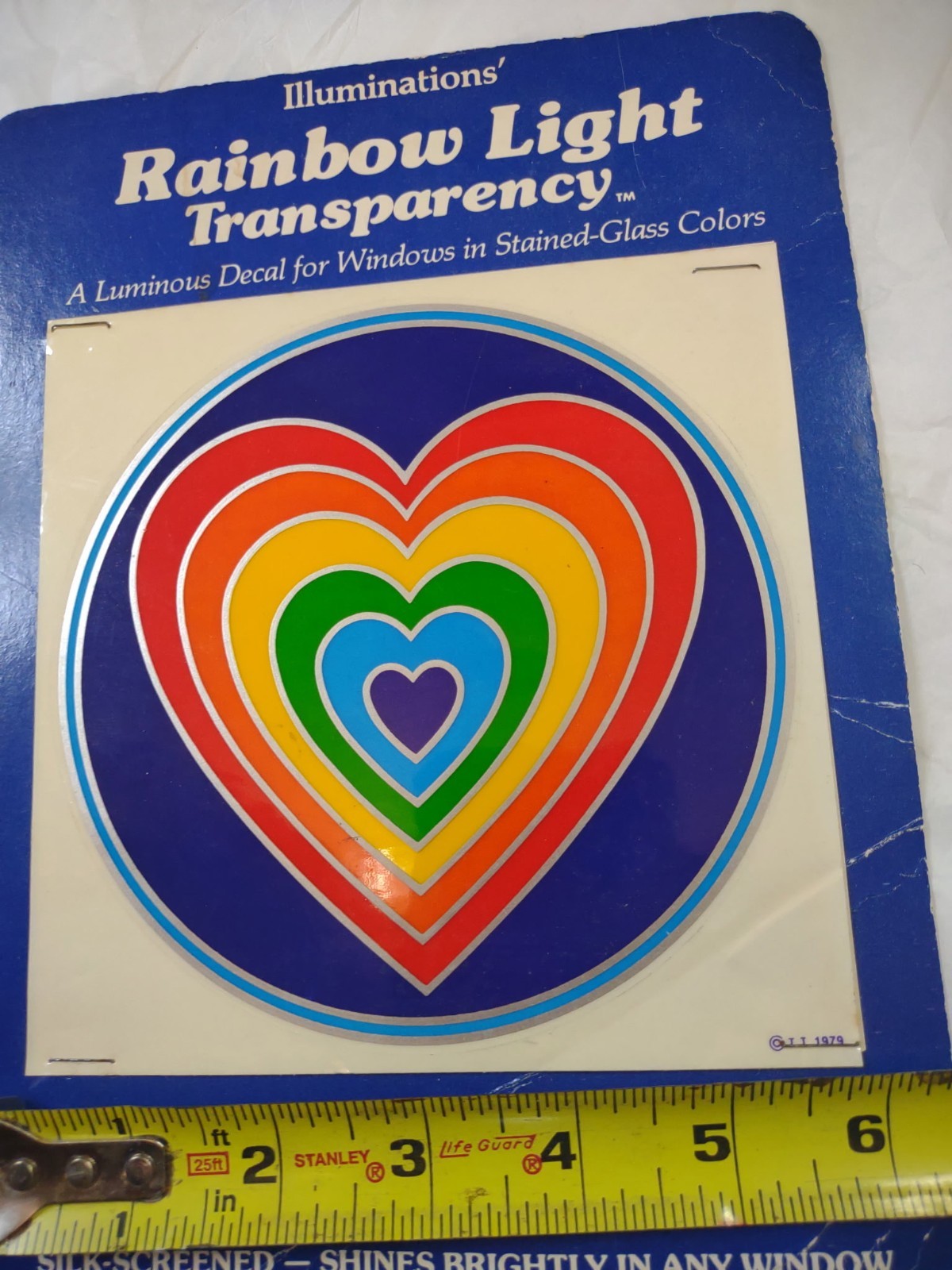 Illuminations Transparent Rainbow Heart Window Decal Multicolor Vintage