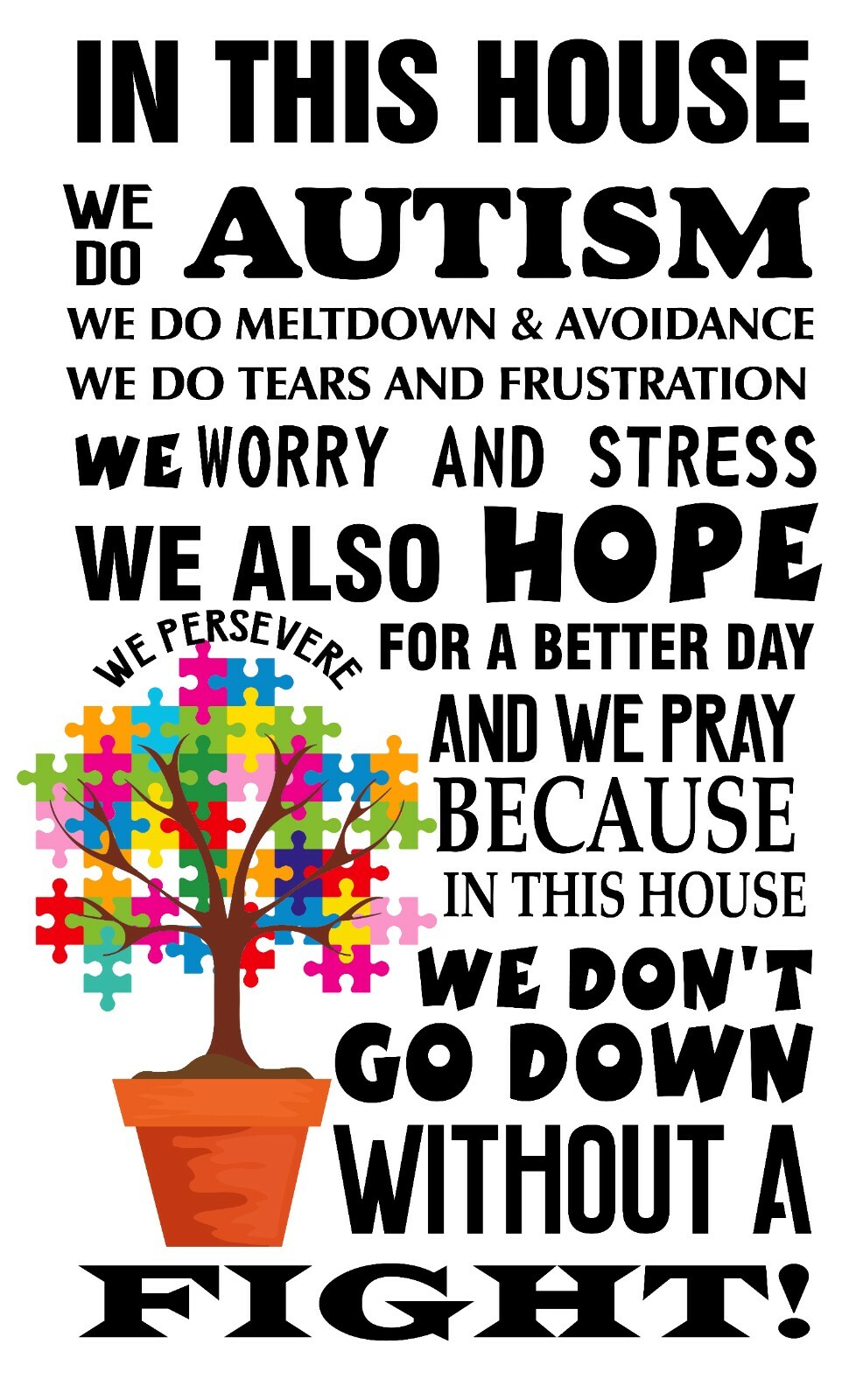 Inspirational Fight Autism Message Home Of Hope Design Vinyl Wall Sticker 20×33