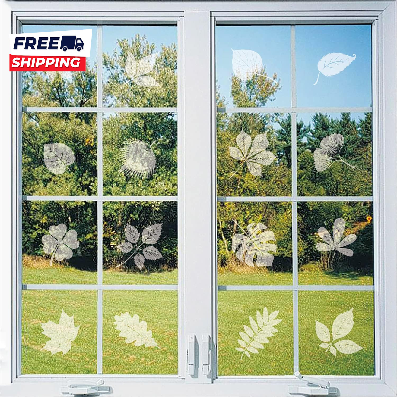 Window Decals 52 Pieces Large Leaf Shape anti Collision Window Stickers
