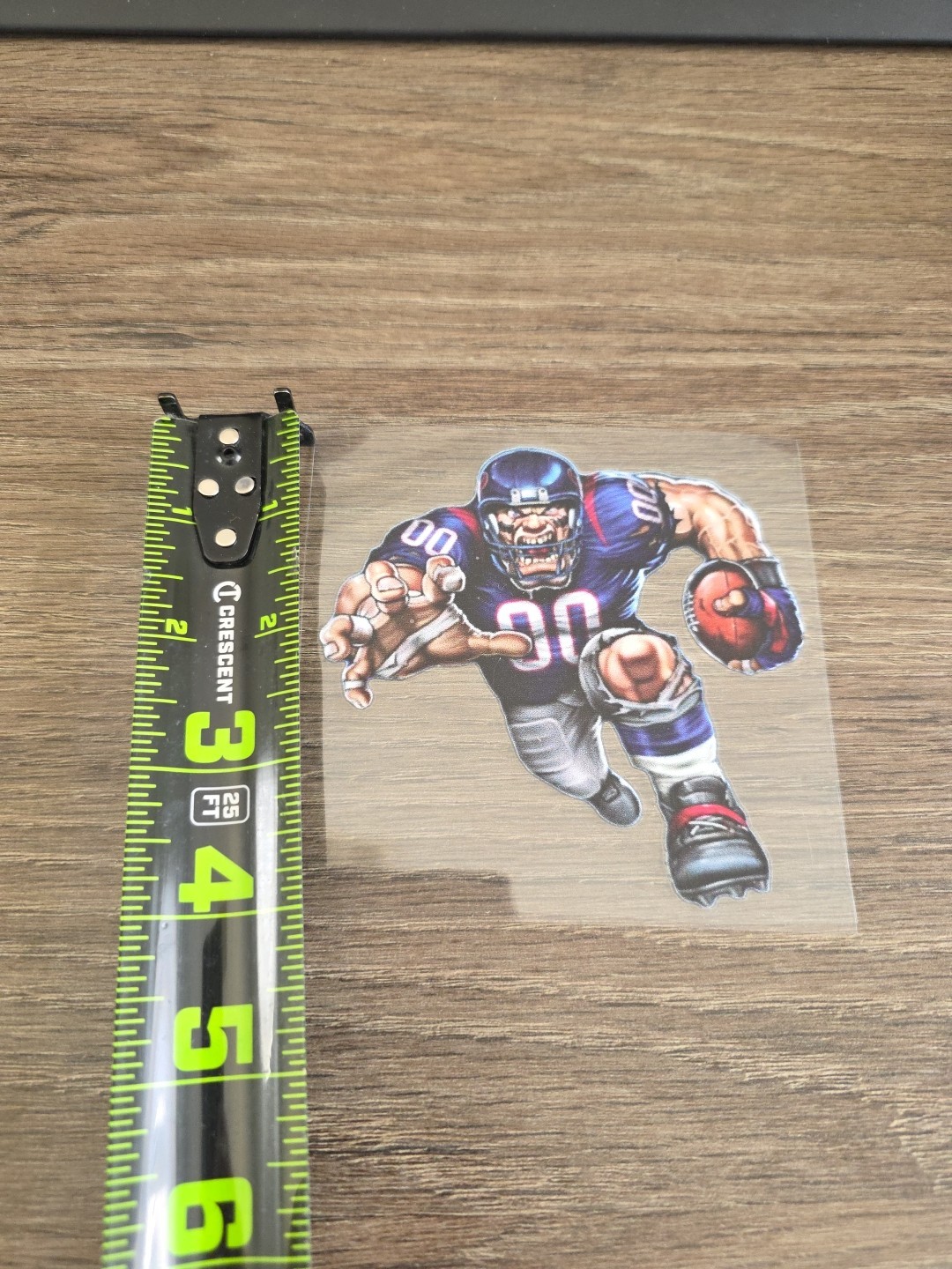 Texans Running Football Player Raised Full Color UV DTF Sticker Decal 4in X 4in