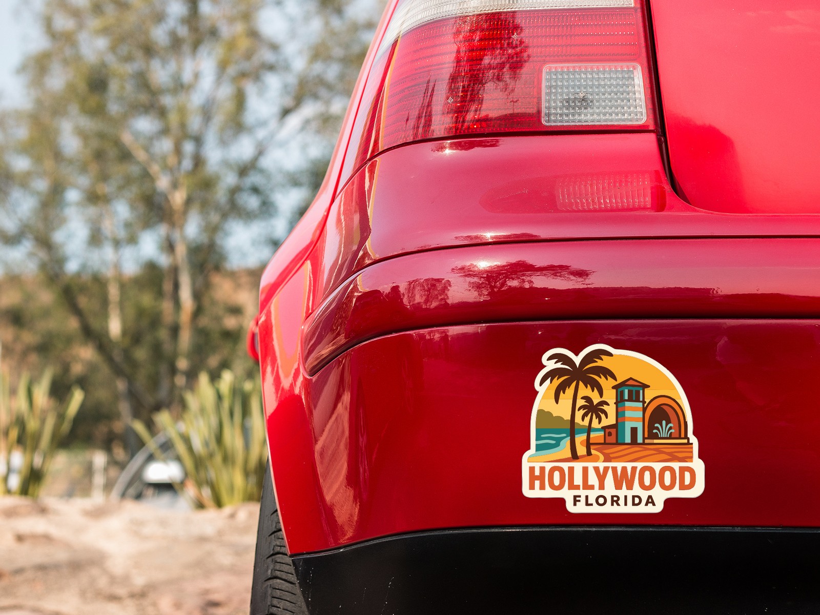 Hollywood Florida Sticker Decal Vinyl Die-Cut City Skyline Landmark Design