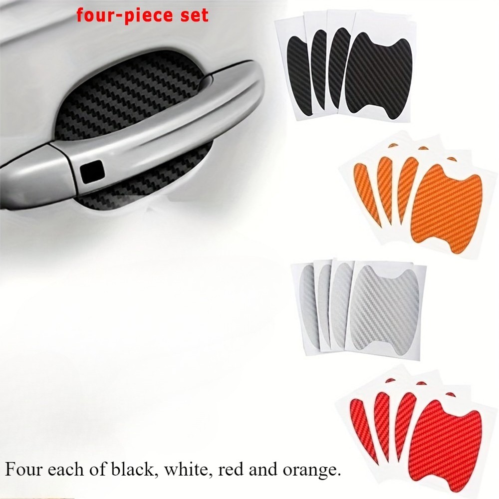 Black White Carbon Fiber Door Sticker（16PCS）- 4 Blue + 4 Red + 4 Black + 4 White