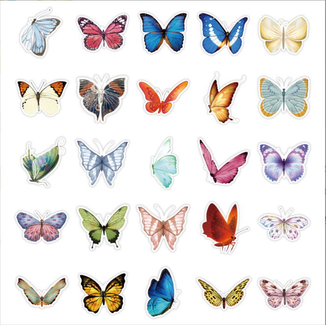 50Pcs Stickers Butterfly Laptop Luggage Skateboard Fridge Car Water bottle Vinyl