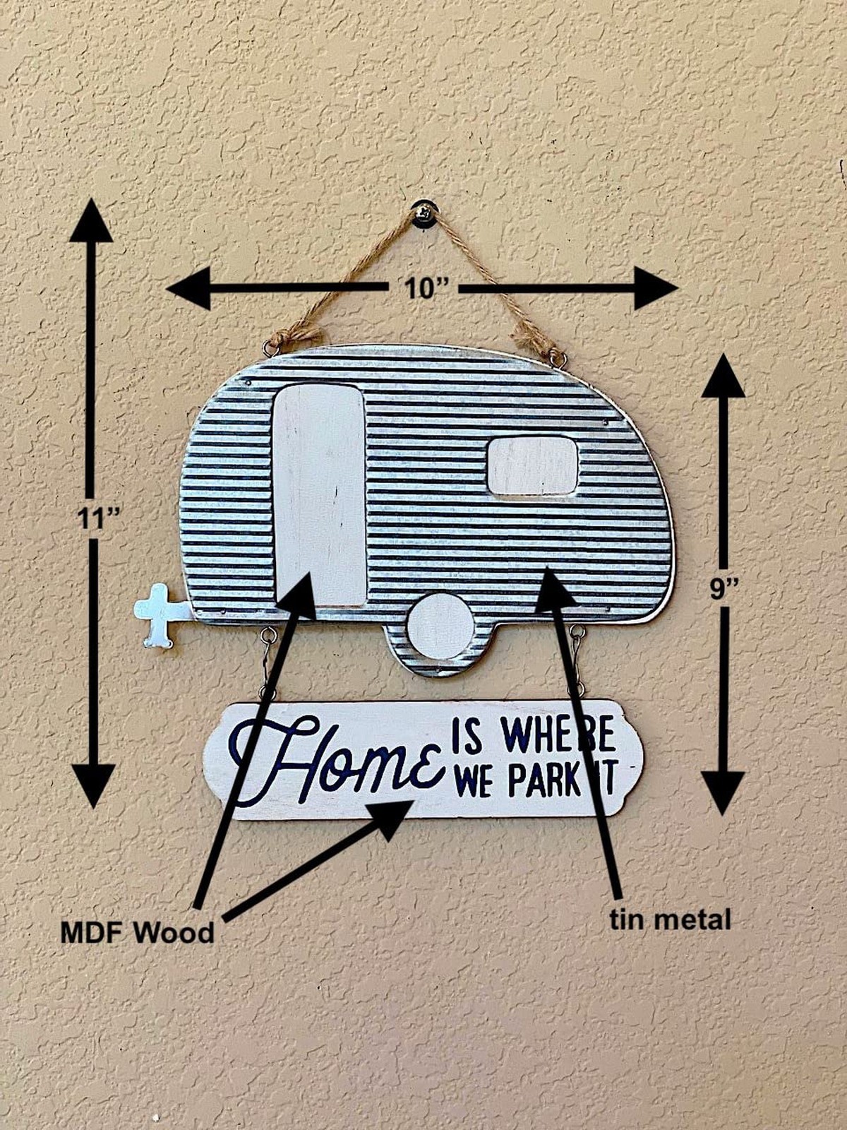 Camper RV Trailer Sign / Home Is Where We Park It / Rustic Wood Metal Outdoor…