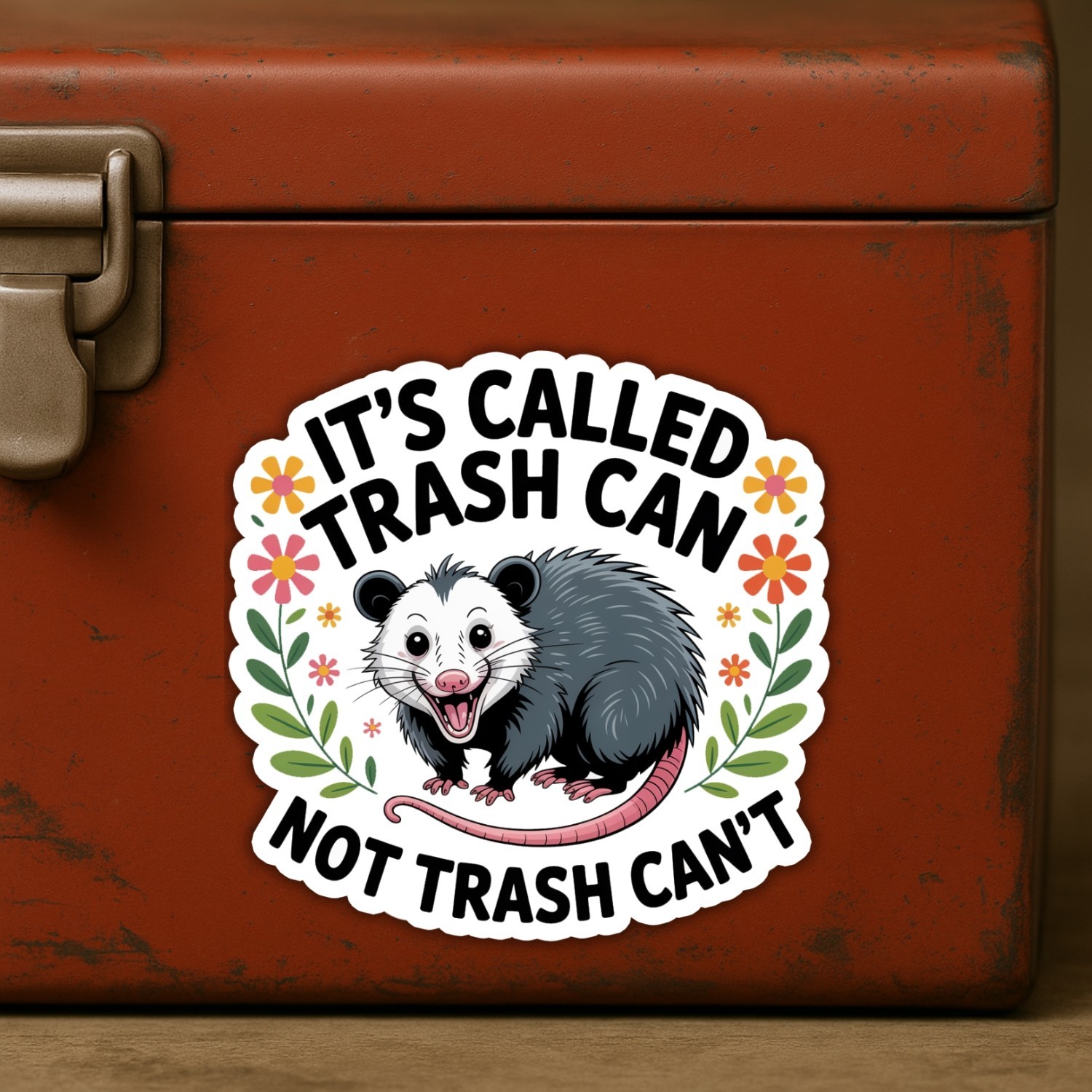 4pcs Trash Can Not Trash Can’t Stickers – Funny Opossum Vinyl Laptop Decals