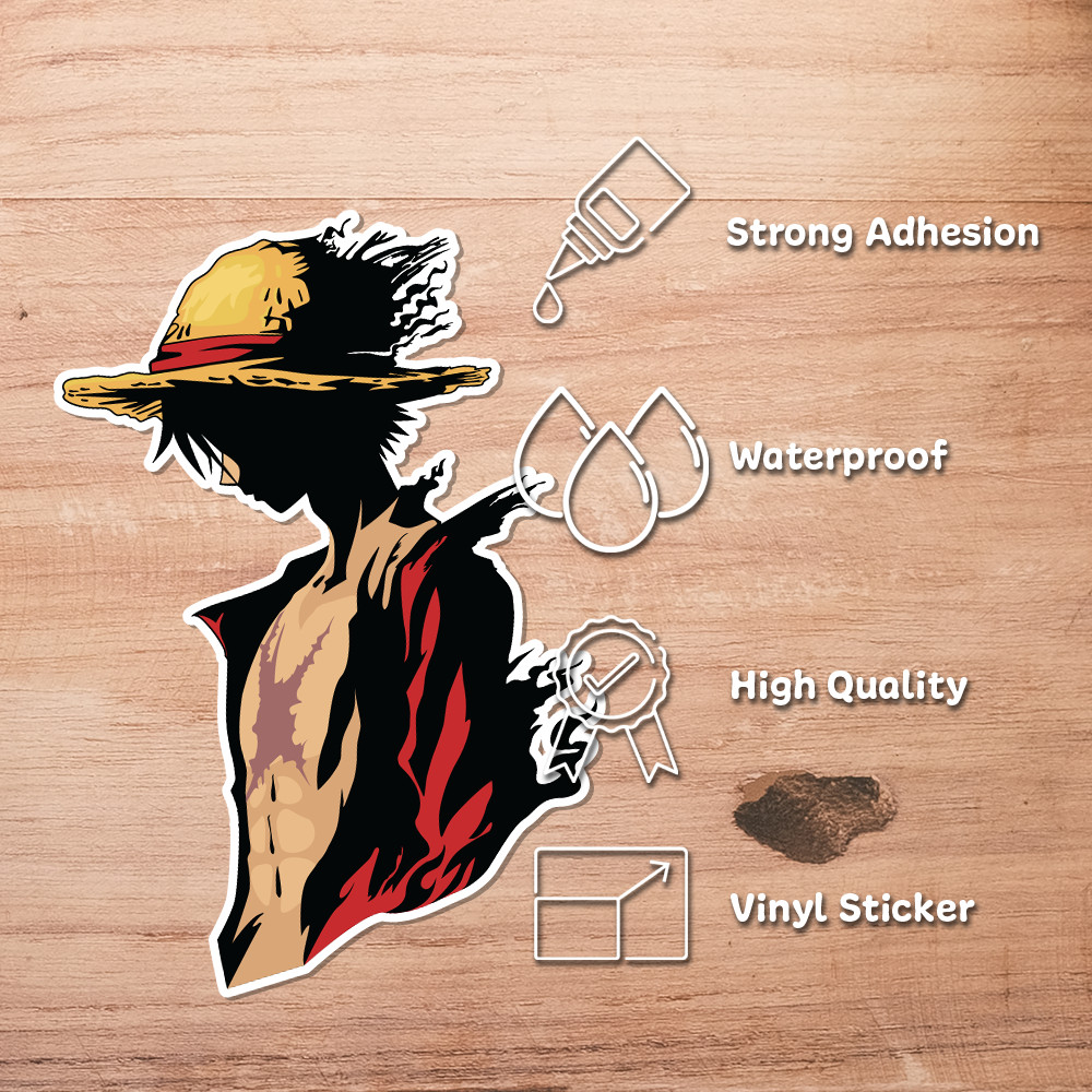 Luffy One Piece Sticker – Decorative vinyl 5" x 5" with glossy finish