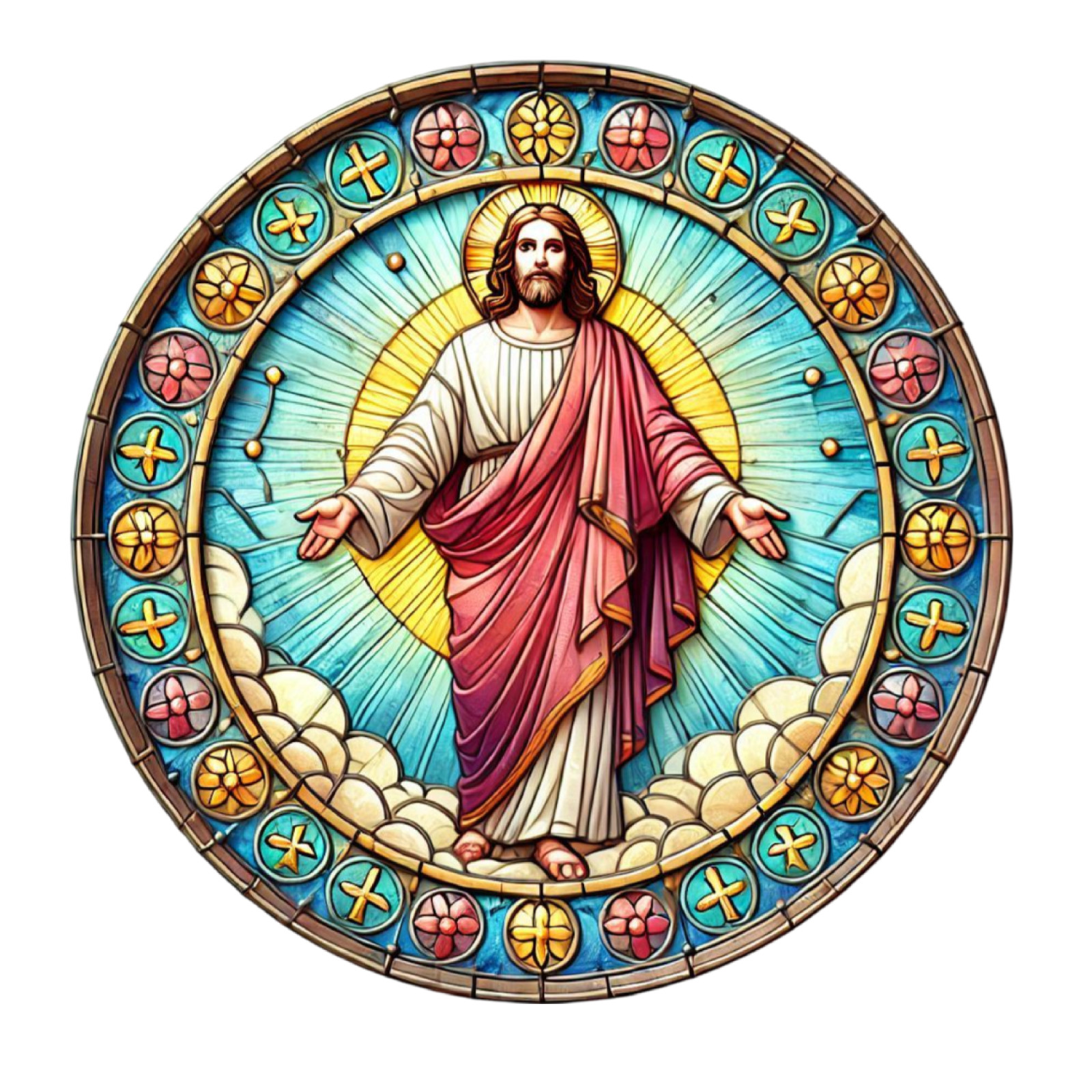 Stained Glass Jesus Wall Decal Sticker 18X18cm Large