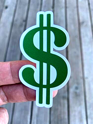 Money Sign Sticker, Water Bottle Sticker , Laptop Sticker, Phone Sticker
