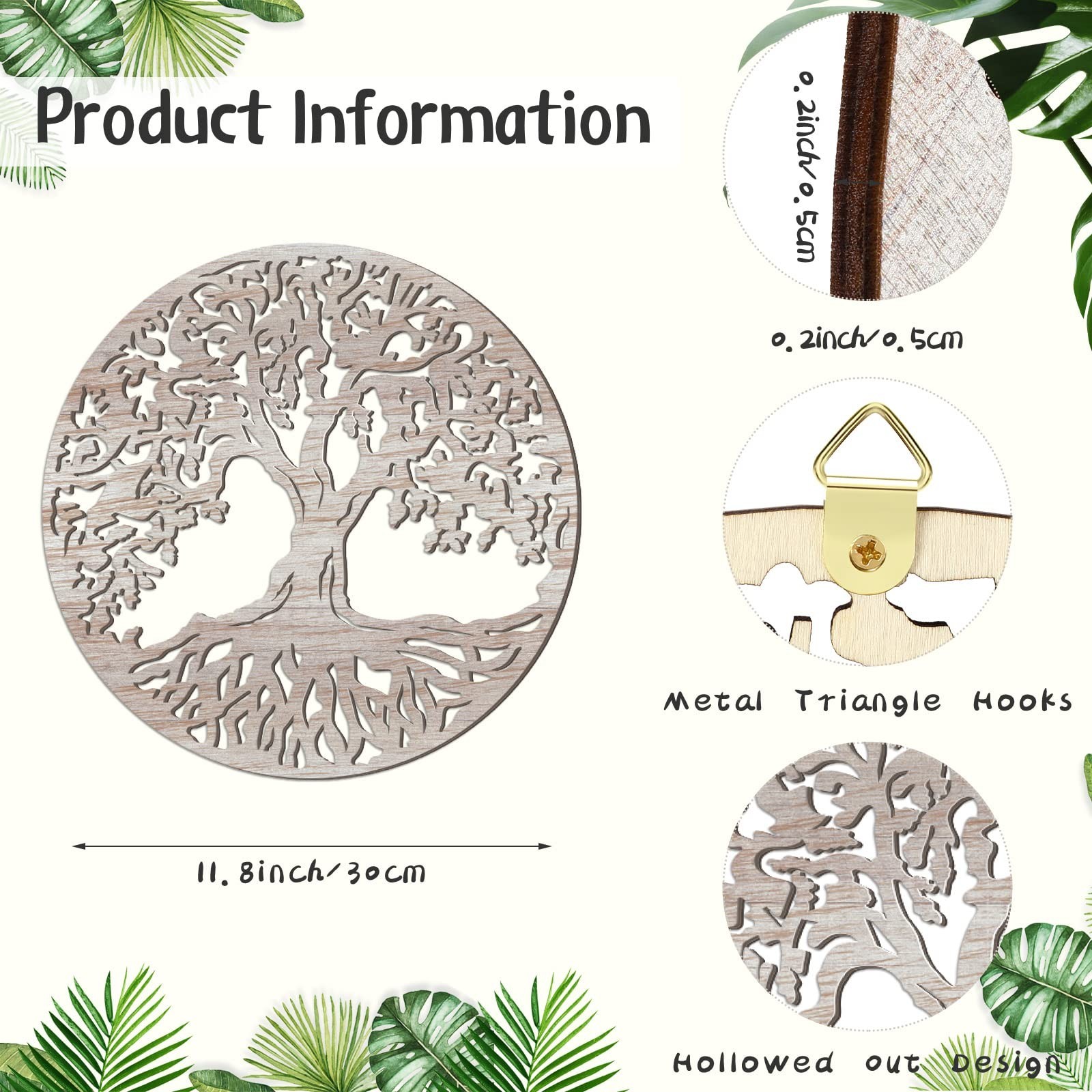 Yalikop Tree of Life Wooden Wall Art Decor Wooden Wall Sculpture 11.8 Inch Tr…