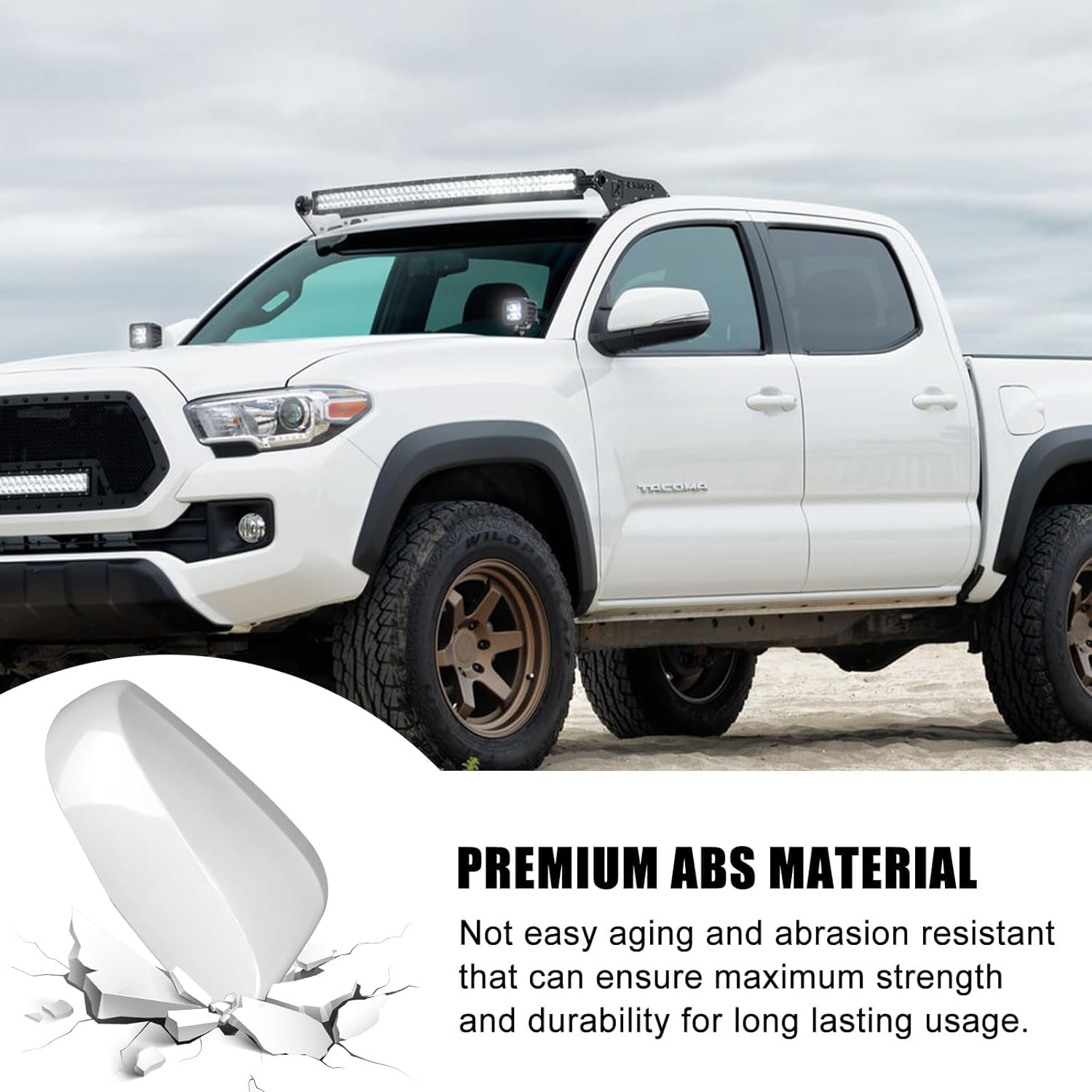 sportuli White Mirror Caps for 2016-2023 Toyota Tacoma TRD