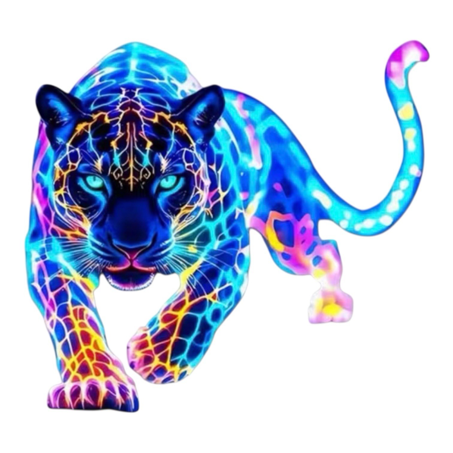 BRIGHT LED NEON PANTHER LEOPARD CAT FELINE 3” INCH VINYL DECAL STICKER 1PC