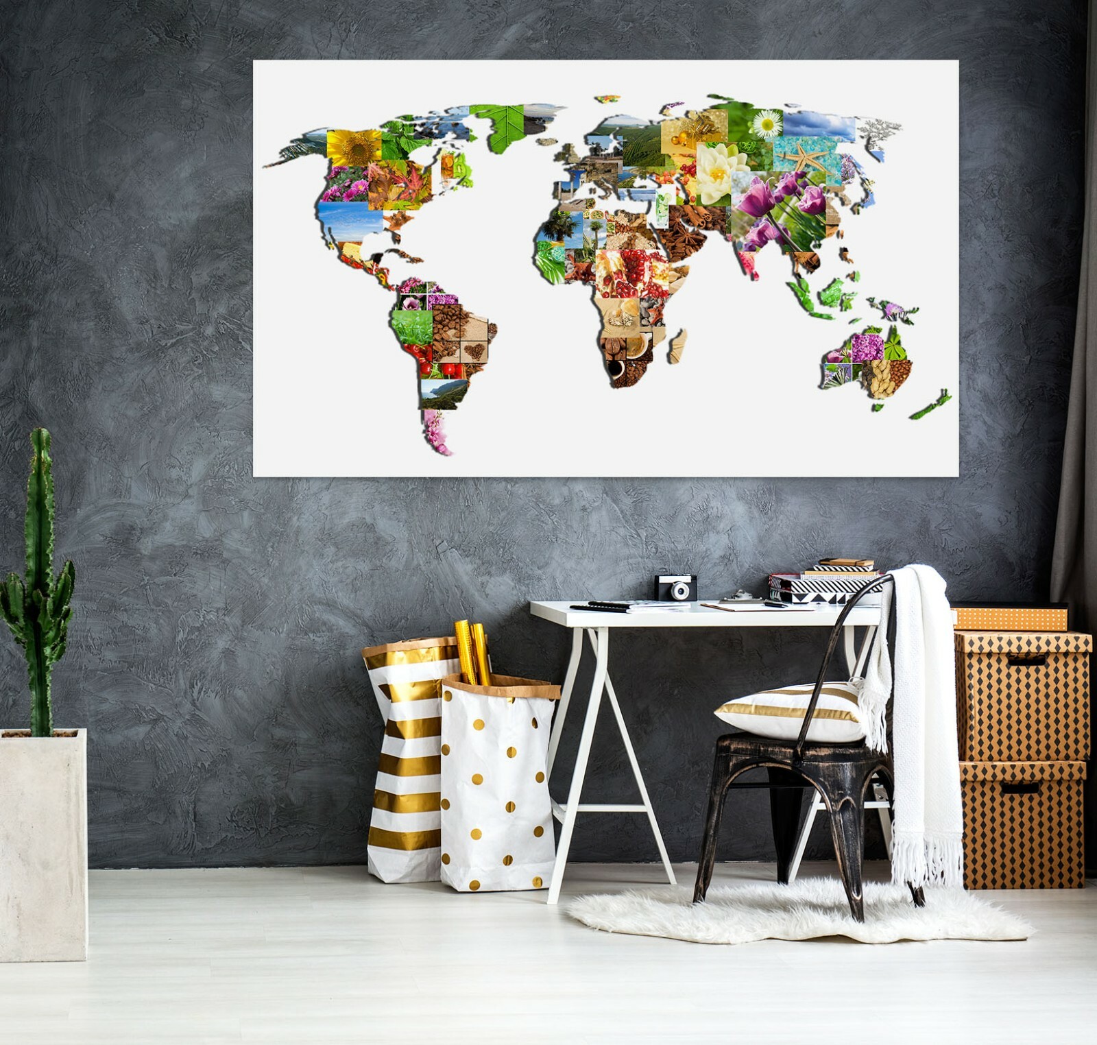 3D Flower Picture B038 World Map Wall Stickers Vinyl Wallpaper Mural Murals Amy