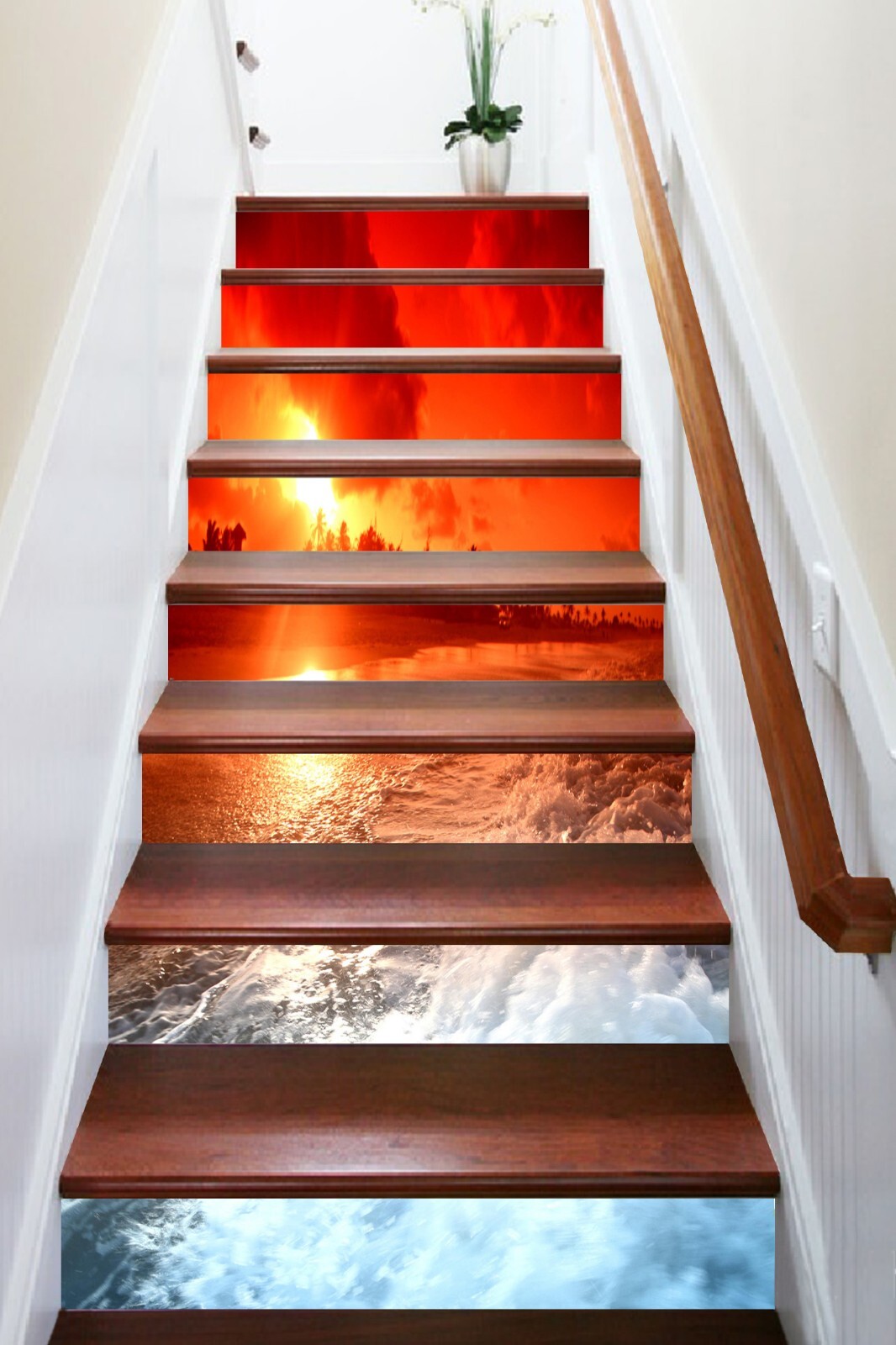 3D Sunset River AZ911 Stair Risers Decoration Mural Vinyl Wallpaper Kay