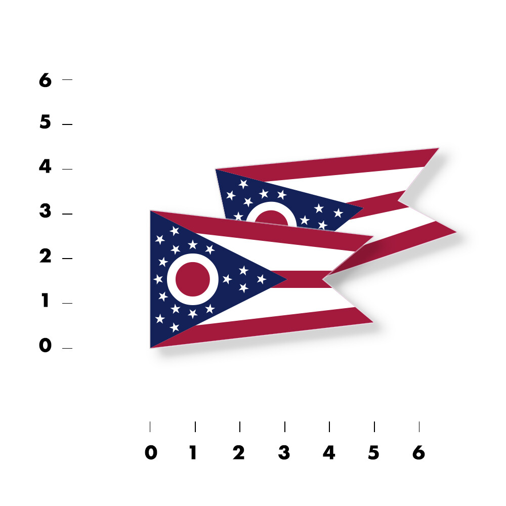 Ohio State Flag – Set of 4 Vinyl Stickers / Vinyl Decals Various Sizes