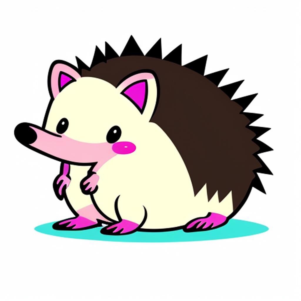 Hedgehog Sticker Cute Pet Animal Cartoon Spikey Quills Brown Happy (4 Inch)