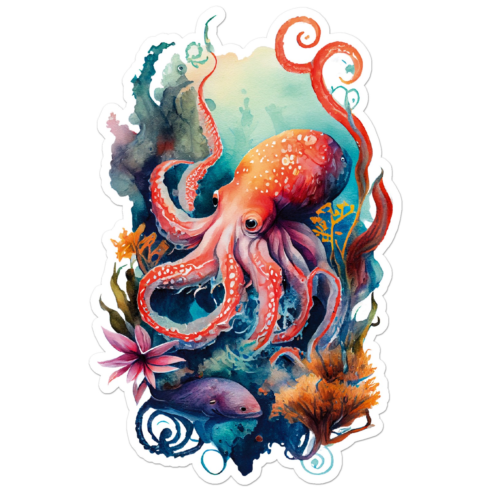 Octopus Coral Reef – Vinyl Decal Sticker – Car Window Laptop – ebn11358