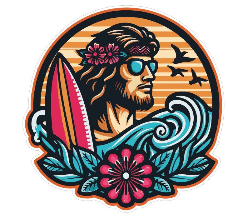 Hippie Peace Love Groovy Surfer Sticker A353