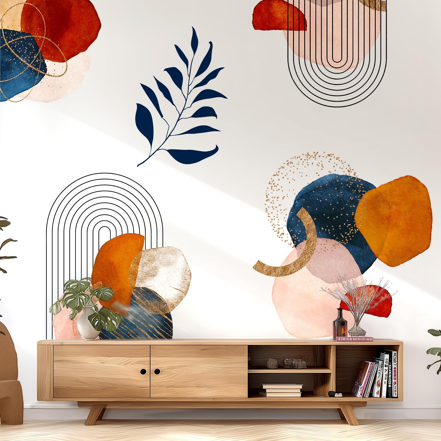 Boho Mid-Century Modern Wall Decals Peel and Stick, Archs Abstract Vinyl Wall…