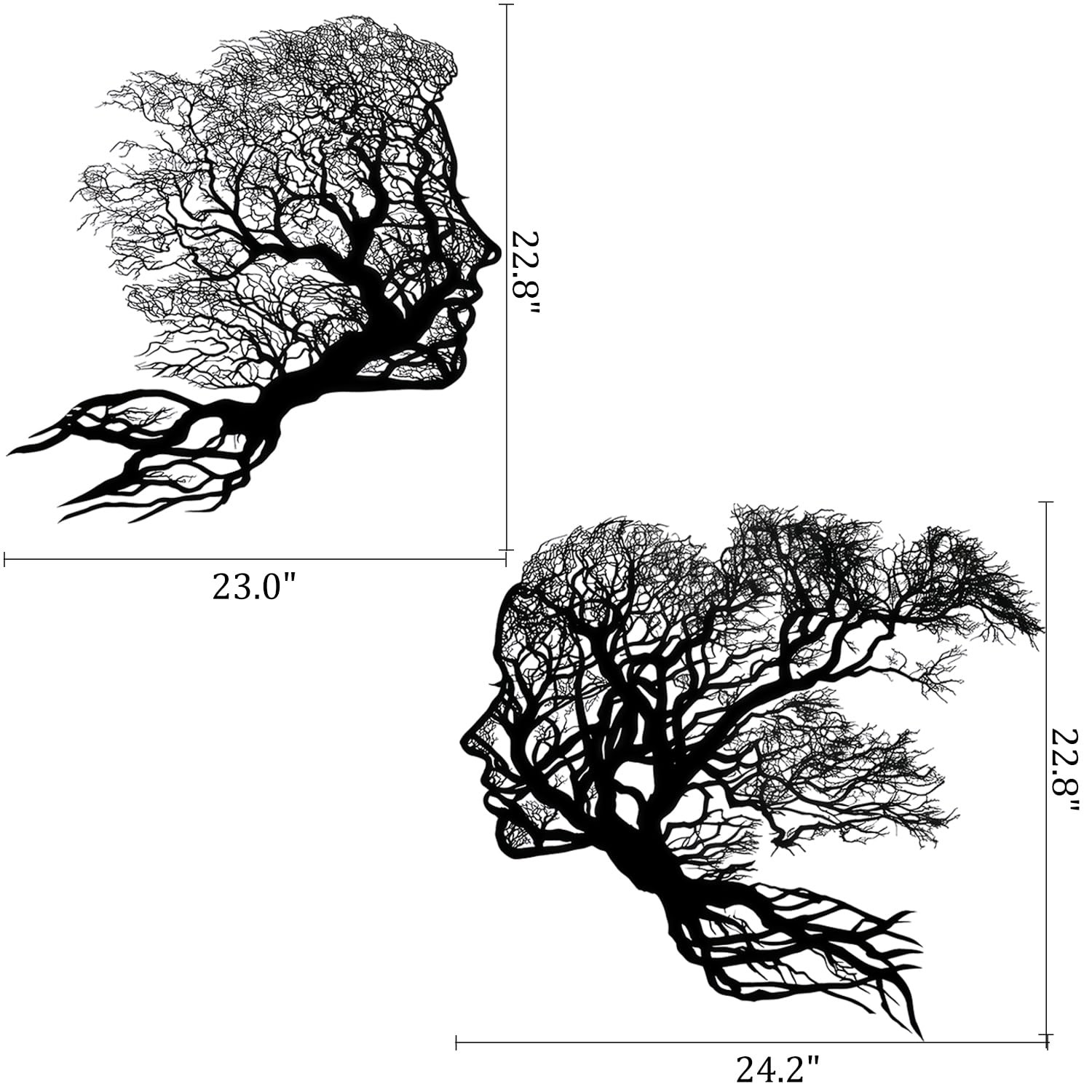 Abstract Tree of Life Wall Decals Peel and Stick, Man Woman Face Wall Sticker…