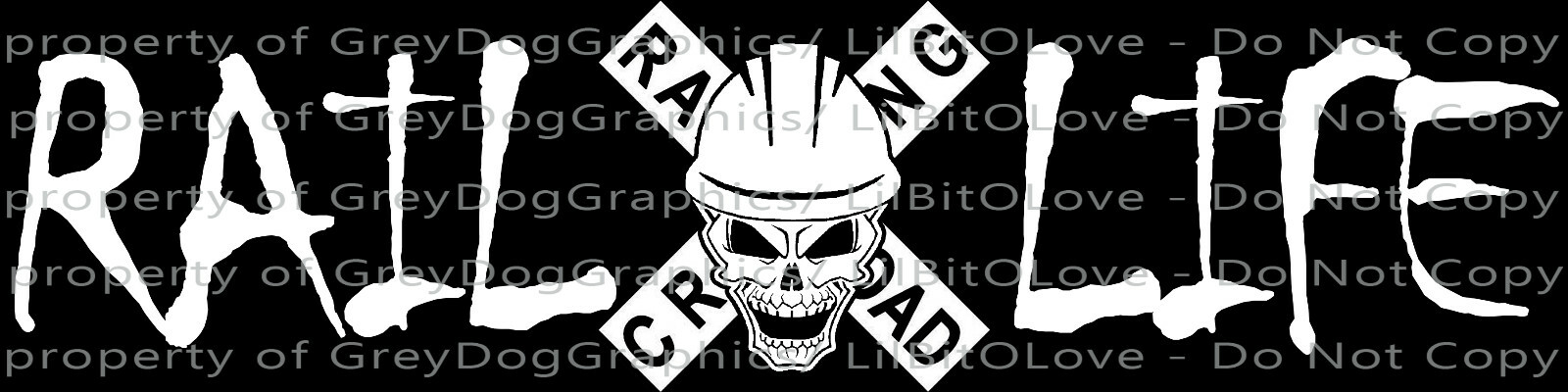 Rail Life Vinyl Decal Railroad Worker Skull Hardhat Train Sticker Car Locomotive