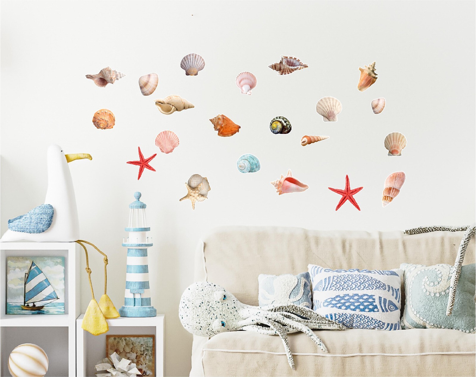 Seashells Realistic detailed sticker Beach theme Paradise colorful 24 Stickers
