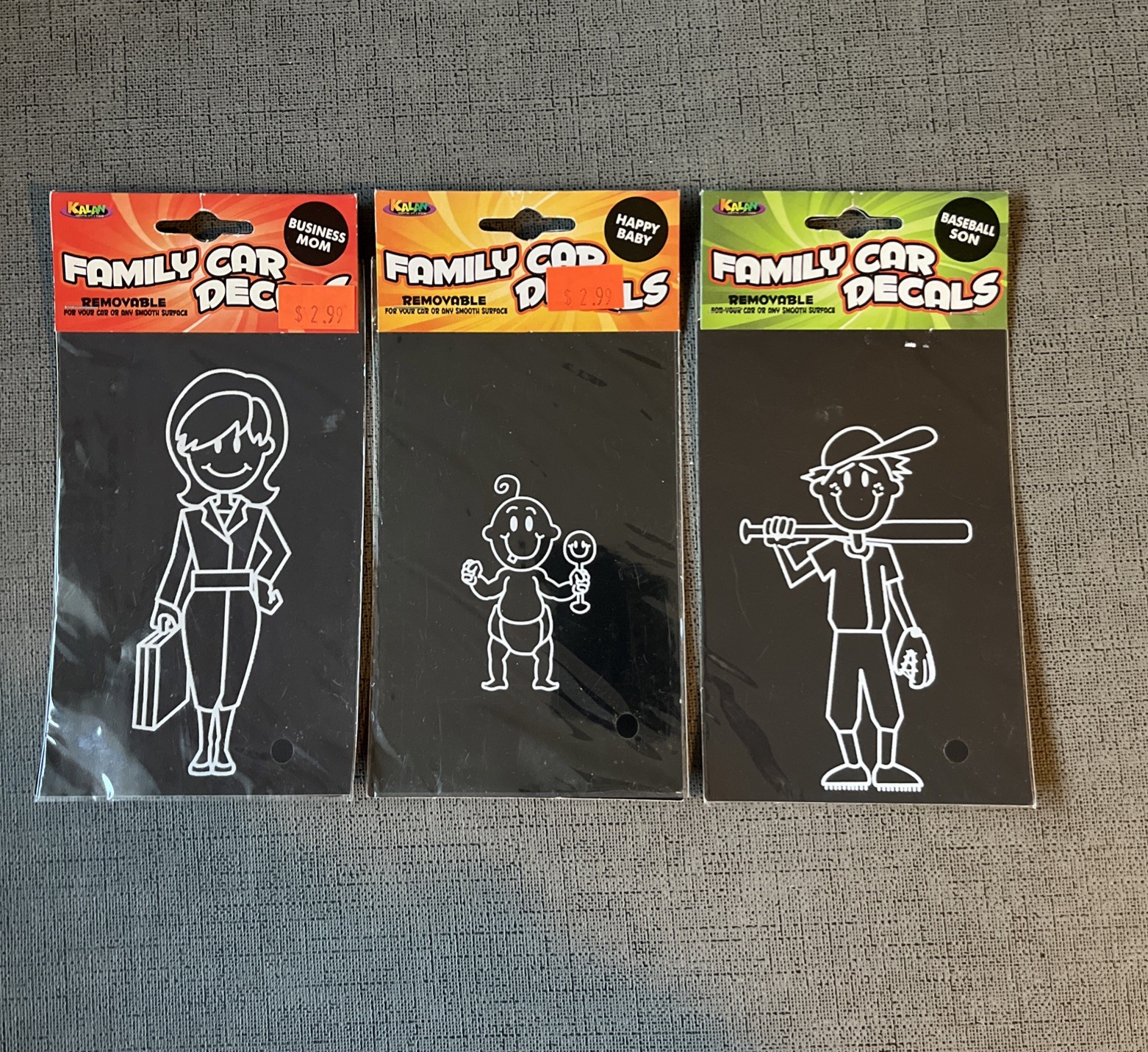 3 Decals – Business Mom Happy Baby Baseball Son Removable Family Car Decals