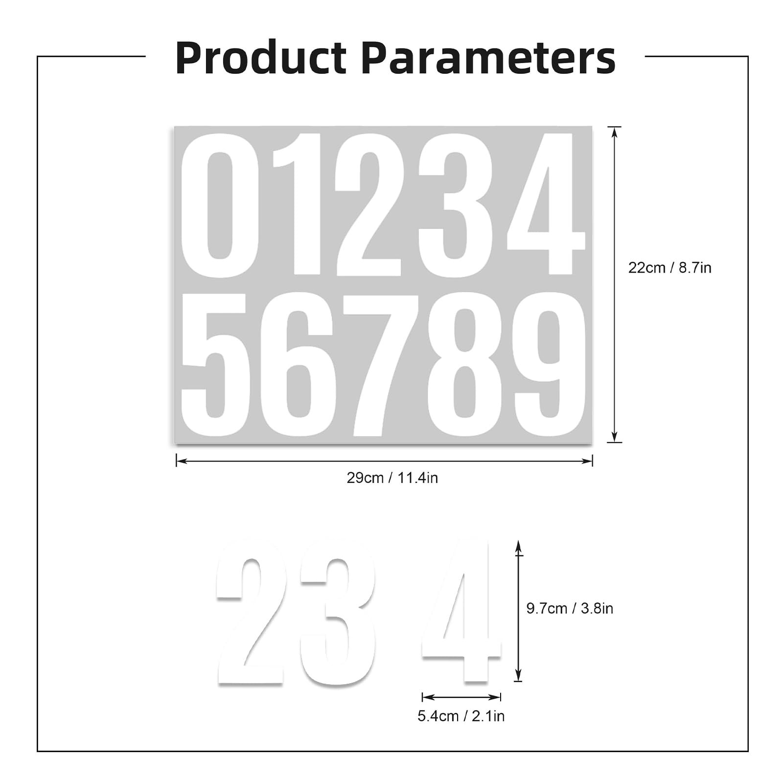 6 Sheets Mailbox Numbers Stickers 60 Pieces 4 Inch Waterproof Large, White