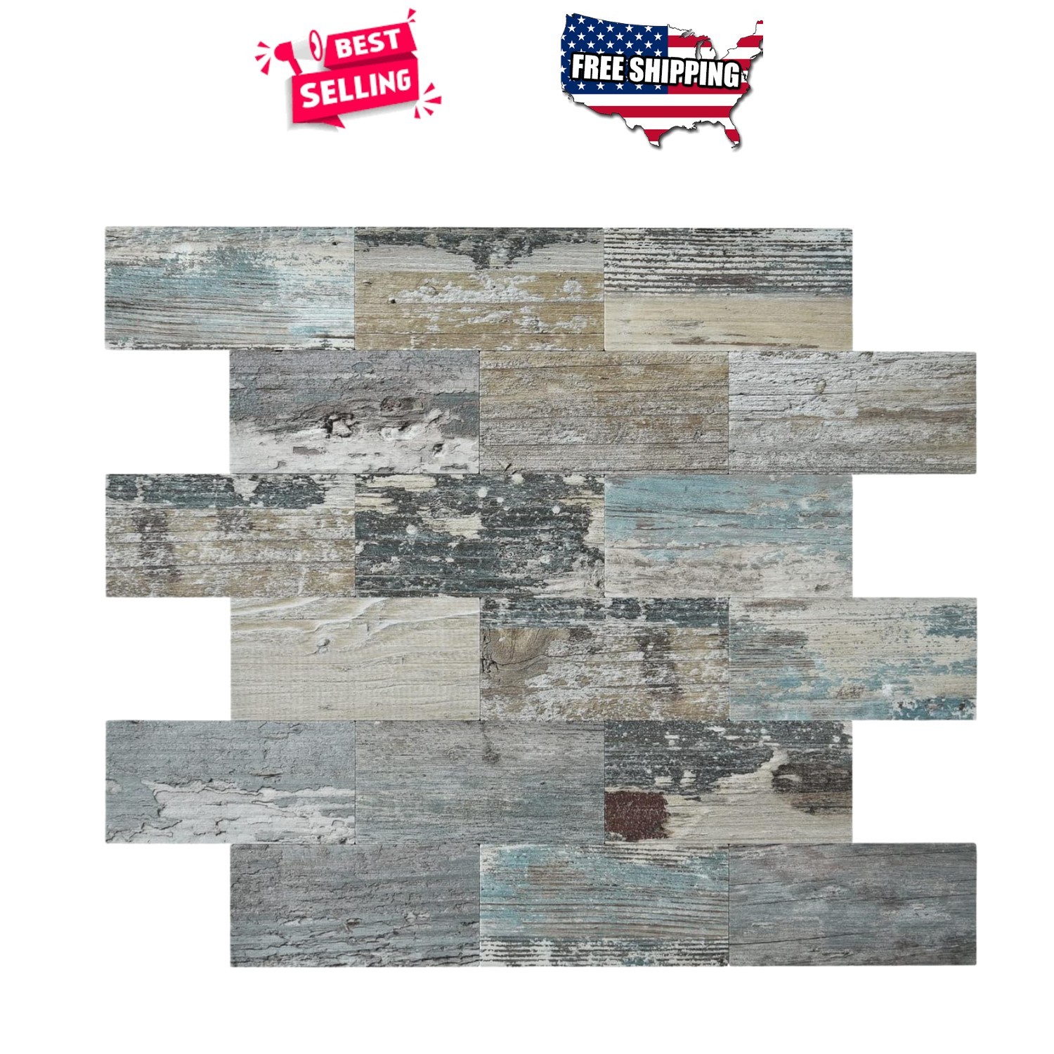 Peel and Stick Wall Panels Green Wood Argyle 5 Sheets Waterproof DIY Backsplash