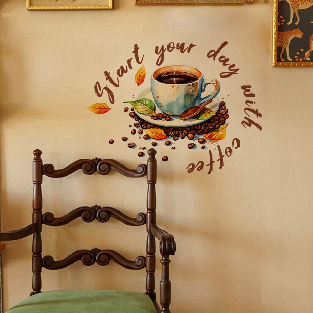 Coffee Cup Wall Stickers Restaurant Background Decoration Mural for Cafe2007