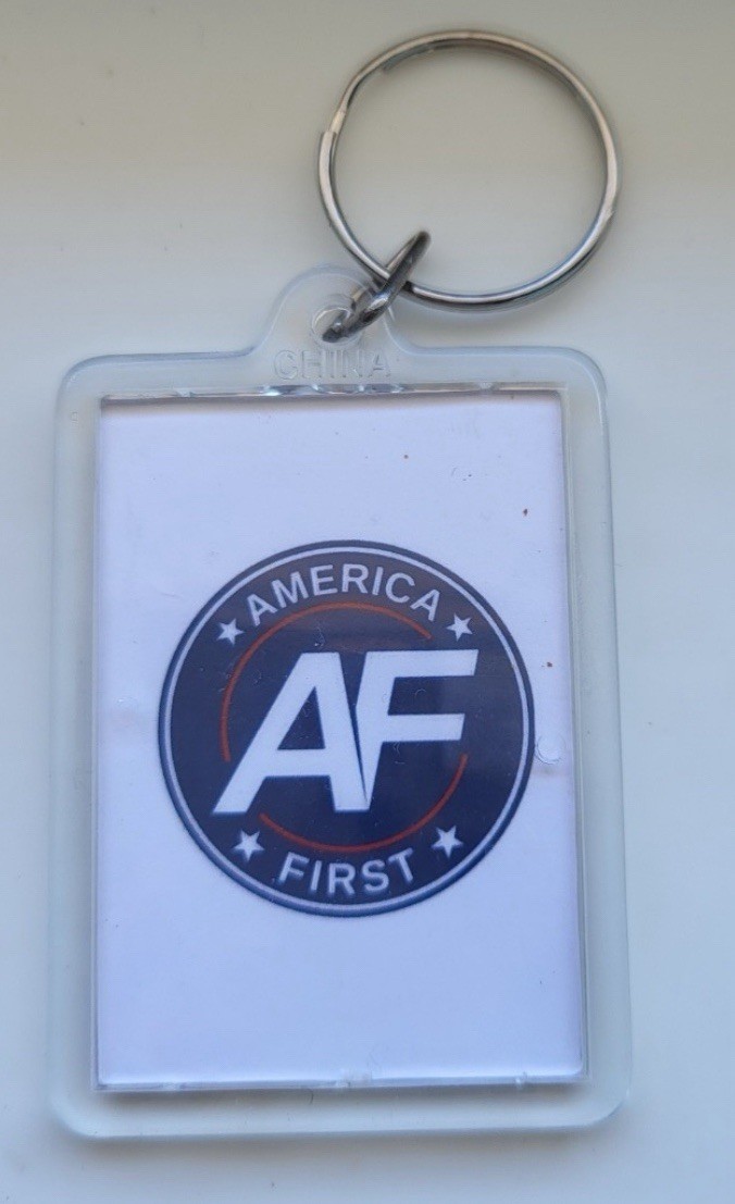 AMERICA FIRST NICK FUENTES KEYCHAIN AMERICAN WANGHAF CONSERVATIVE 1.75”x2.25🇺🇸