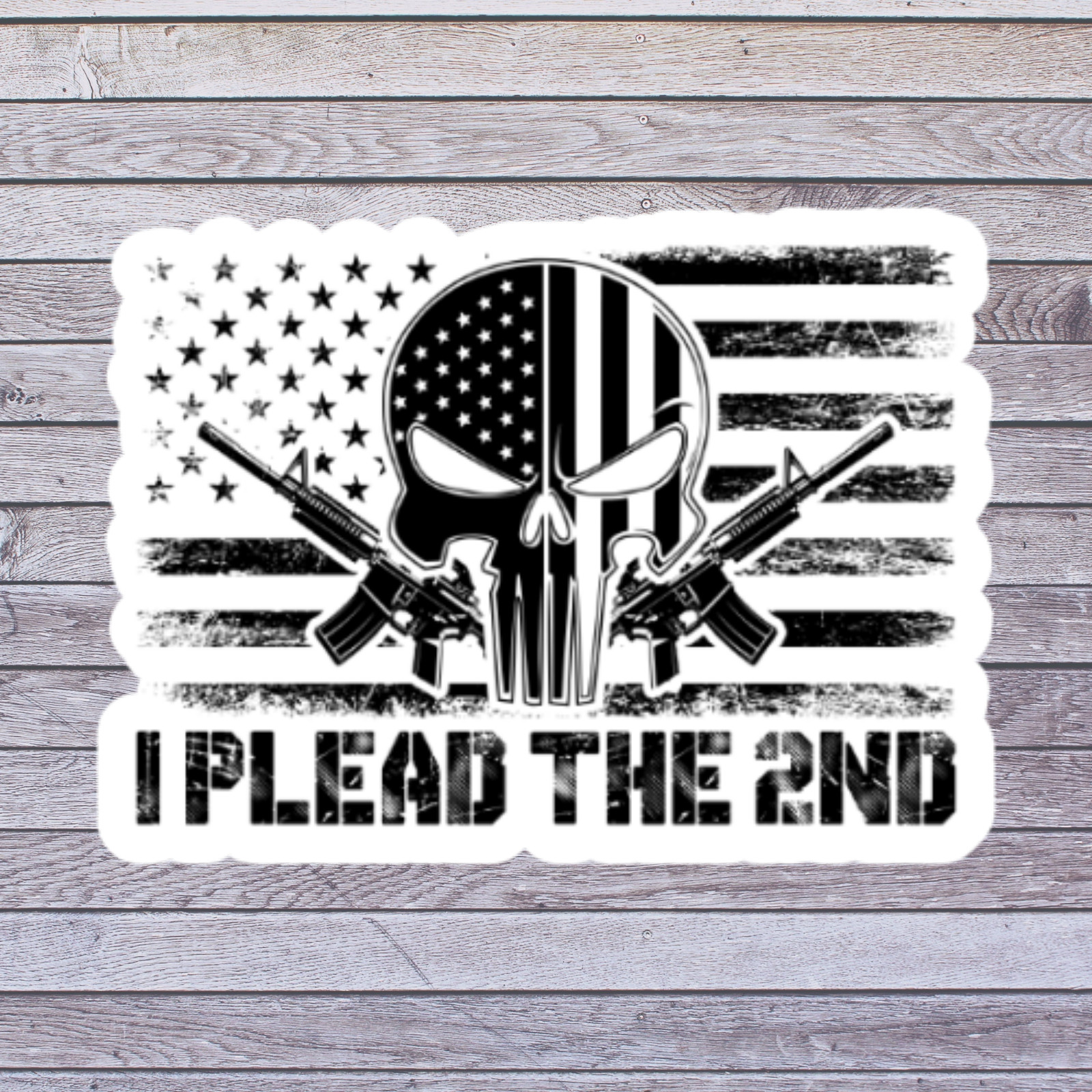 Skull sticker vinyl decal punisher skull crossed rifles american flag