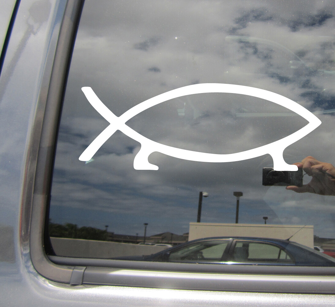 Darwin ICHTHYS Fish Evolution Humor Laptop Car Bumper Vinyl Decal Sticker 08039