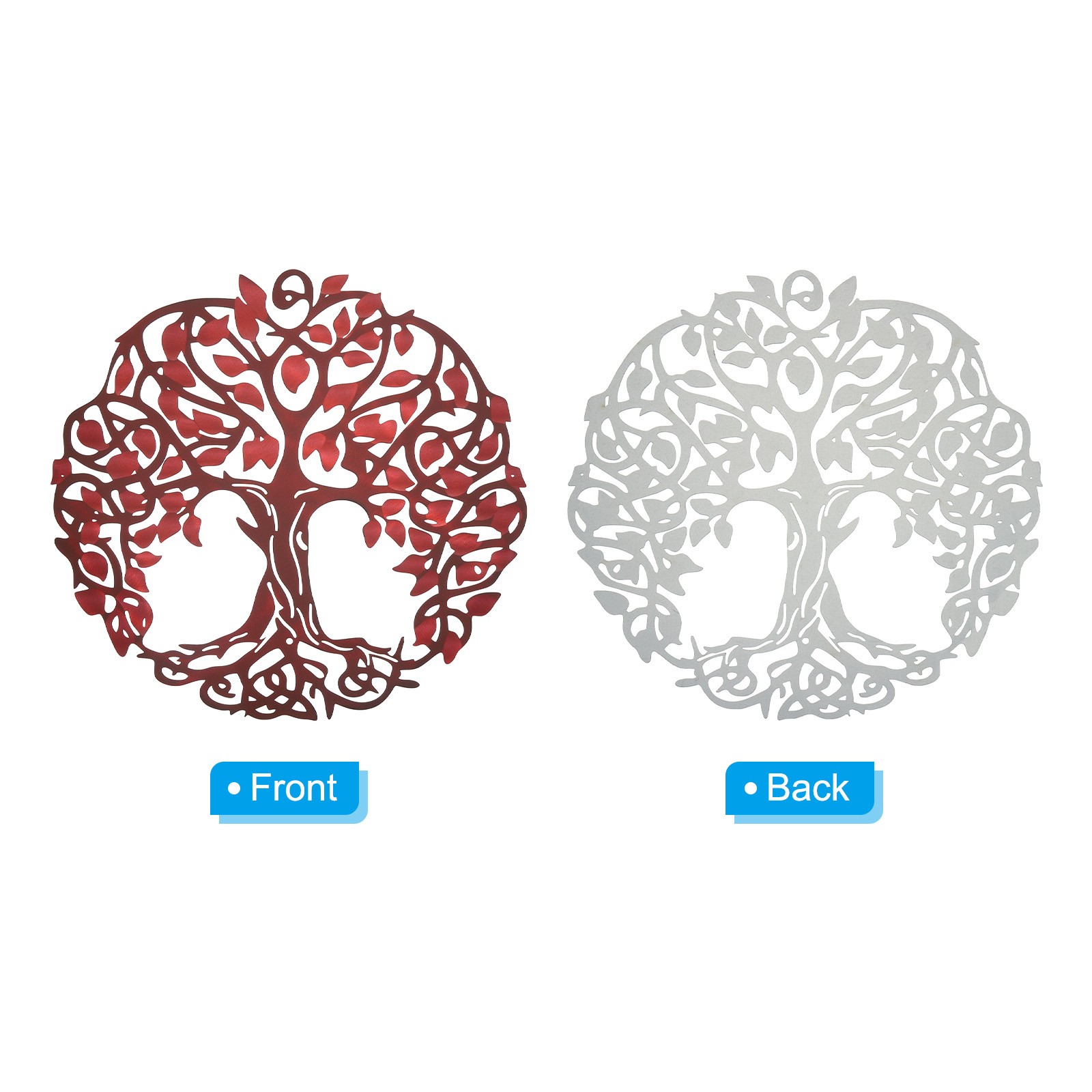 Metal Tree Wall Decor Tree of Life Wall Sculpture Decoration Red Brown