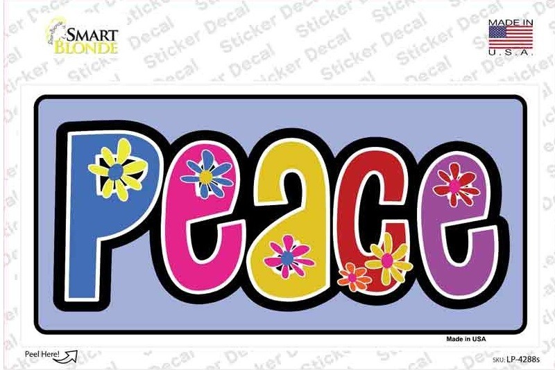 Peace Flower Power Bumper Sticker 3X6 Inch – Peel and Stick